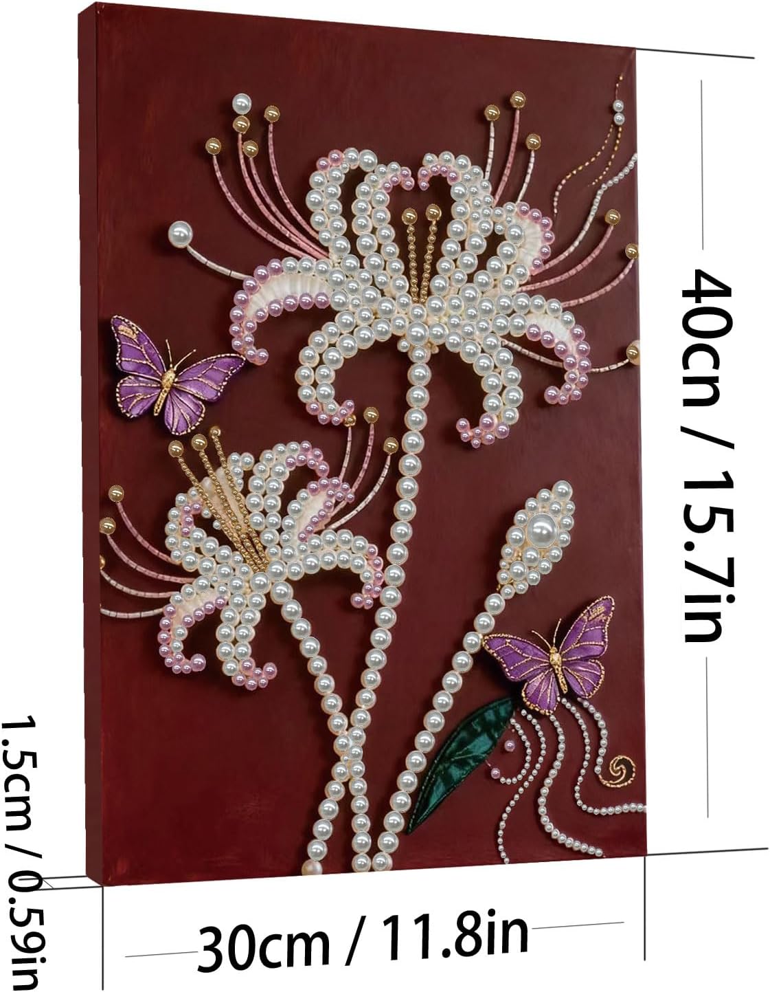 POETRYDRAW DIY Diamond Pearl Painting Kit for Adults Lily Butterfly, Beginner Friendly Craft Kits with Frame 30x40cm, Home Decor Housewarming Gift, Diamond Dots Beads Canvas Art for Wall Decor