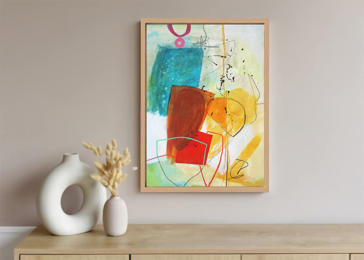 VERRE ART Printed Framed Canvas Painting for Home Decor Office Wall Studio Wall Living Room Decoration (10x14inch Wooden Floater) - Random Act#5