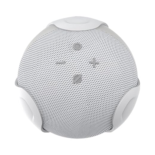 awakentti 2 in 1 Wall Mount Holder Desktop Stand for Echo Dot 4th Generation, Space-Saving Accessories, Sturdy, Outlet Hanger for Dot 4th Gen Smart Home Speaker (White)