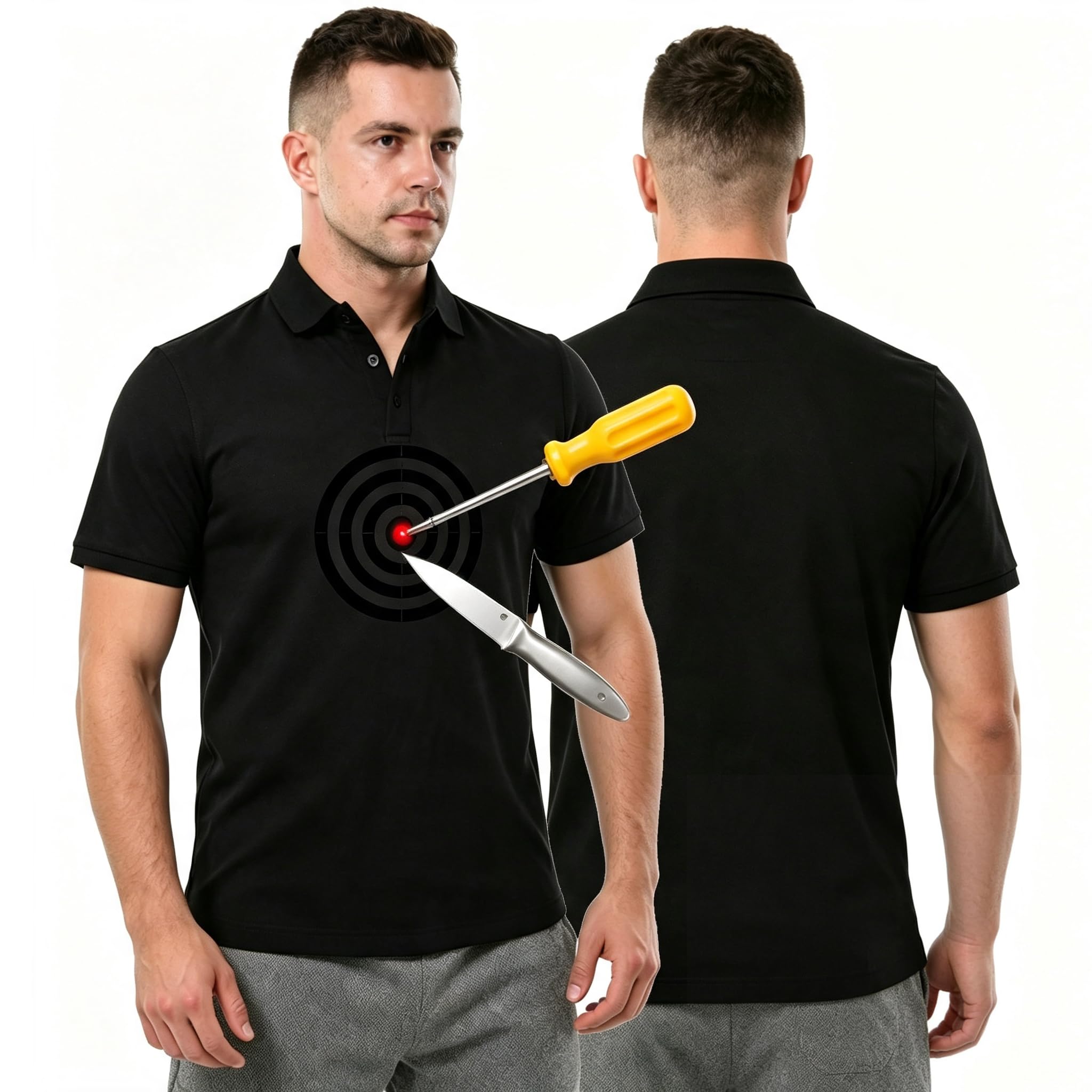 Polo Anticuchillo para Defensa Personal M | Camiseta Ligera De Manga Corta Resistente a PUñaladas,Ropa a Prueba De Cortes Y PUñaladas Para Seguridad Personal
