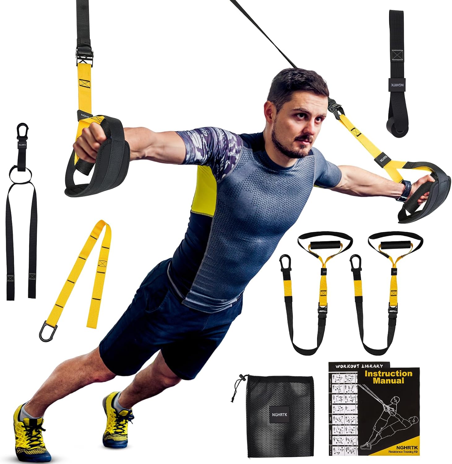 Home Resistance Training Kit with Adjustable Extension Exercise Straps