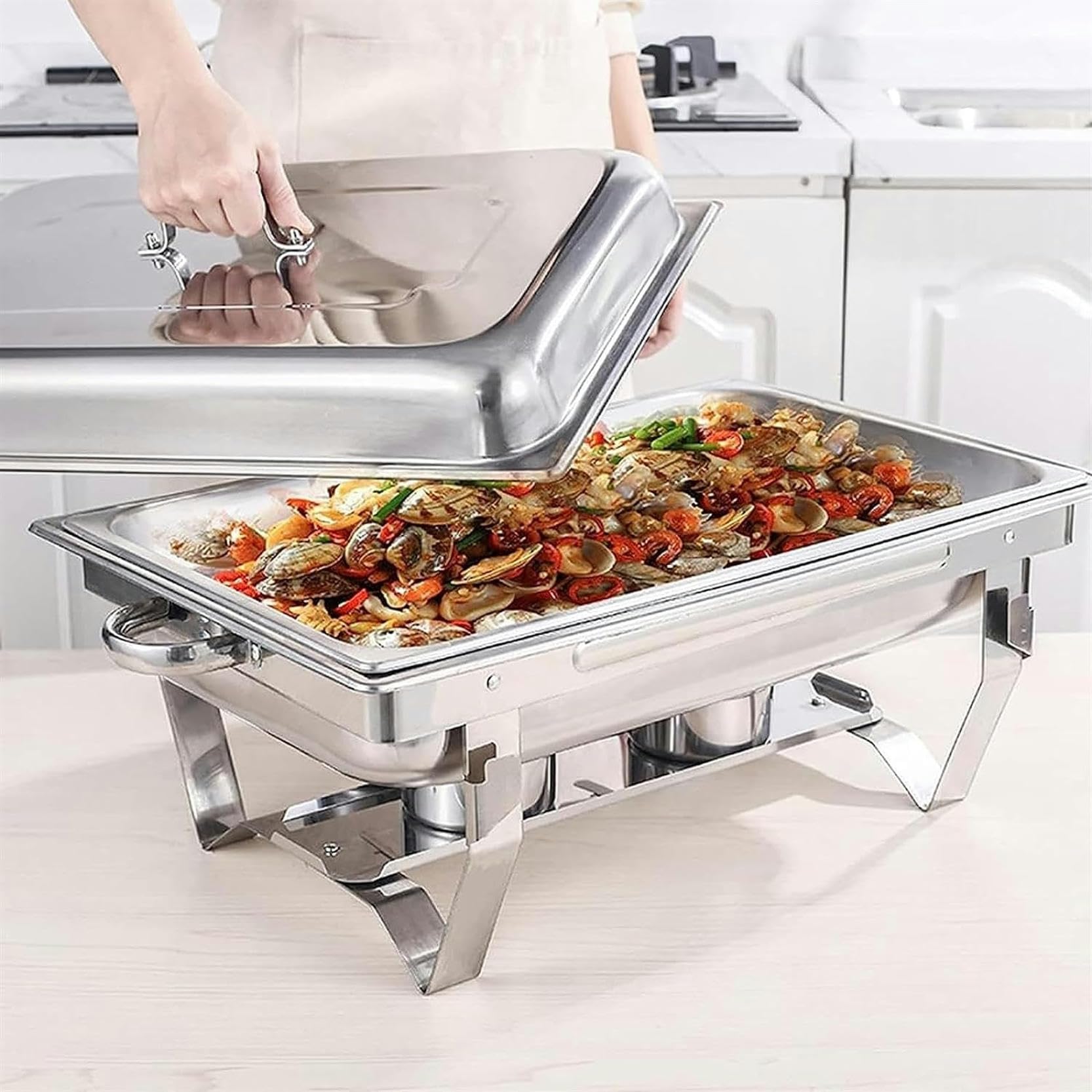 Scaldavivande Server per buffet per scaldare alimenti - Vassoi per buffet con coperchi, Scaldavivande per buffet da tavolo, Scaldavivande per carrelli, Catering per il riscaldamento di alime
