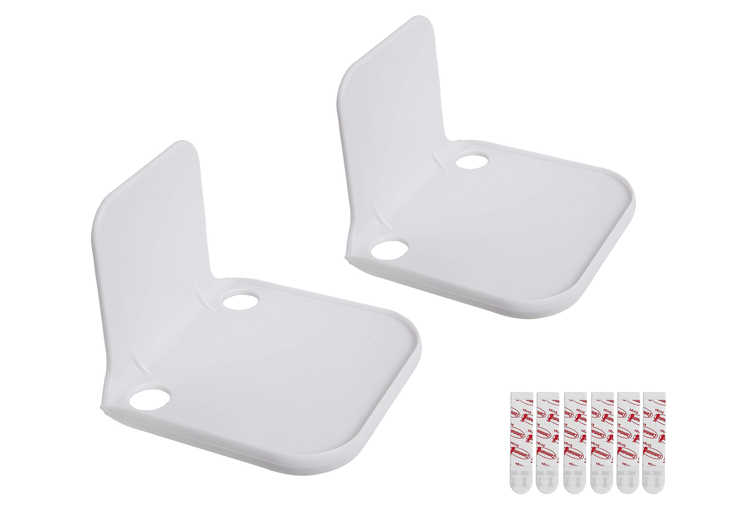 eLhook Made in USA White Stick-On Removable Adhesive Floating Wall Shelf 2 Pack with Cable Management | Small Electronics | Durable Textured ABS Plastic with Lipped Edges