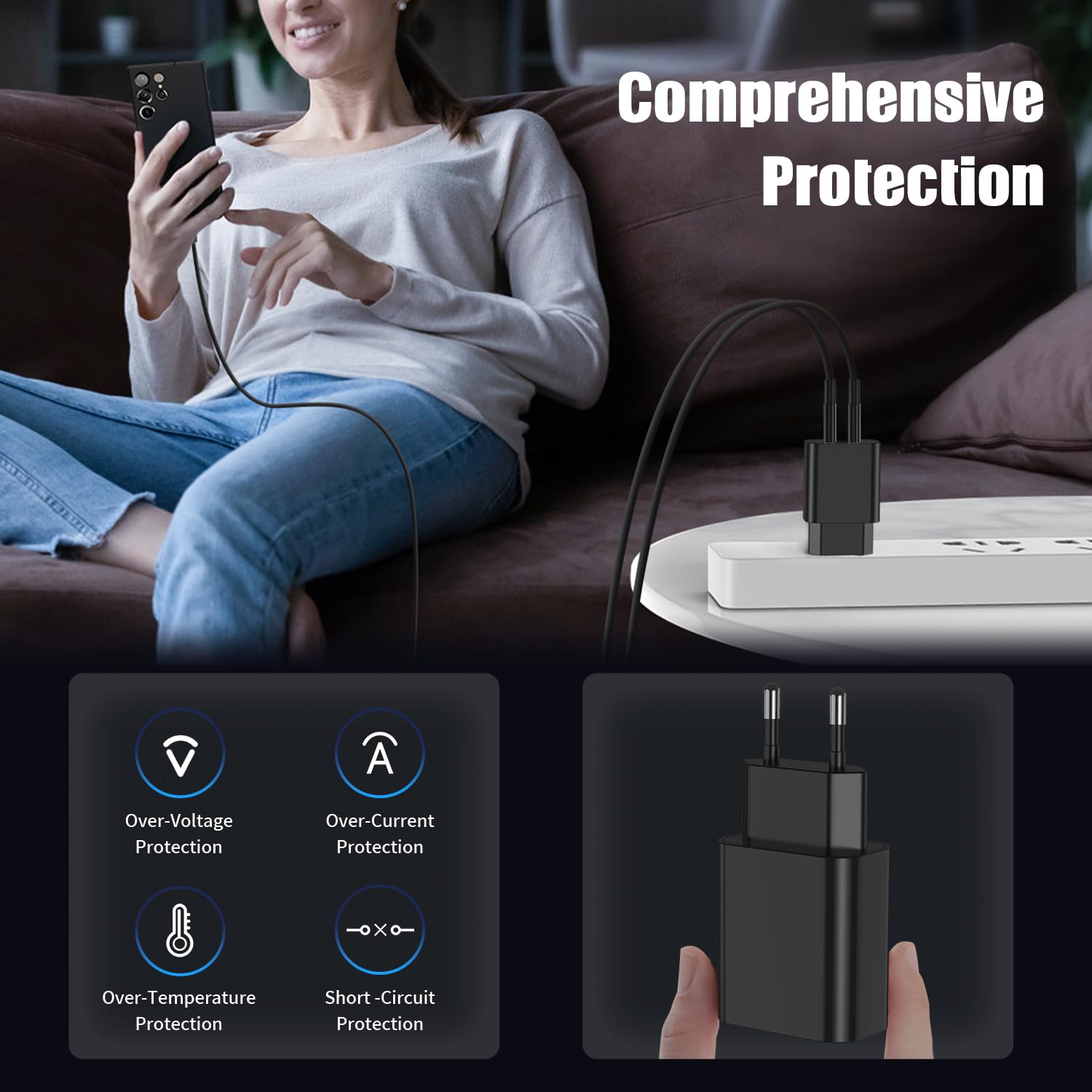 45W USB C Ladegerät Schnellladegerät für Samsung Galaxy S26 S25 S24 S23 S21 Ultra,Usb C Schnellladekabel 1M+2M mit Netzteil Ladegerät Adapter Fast Charger für S10 S9 S8 A55 A54 A53 5g/Tab S8/iPhone 17