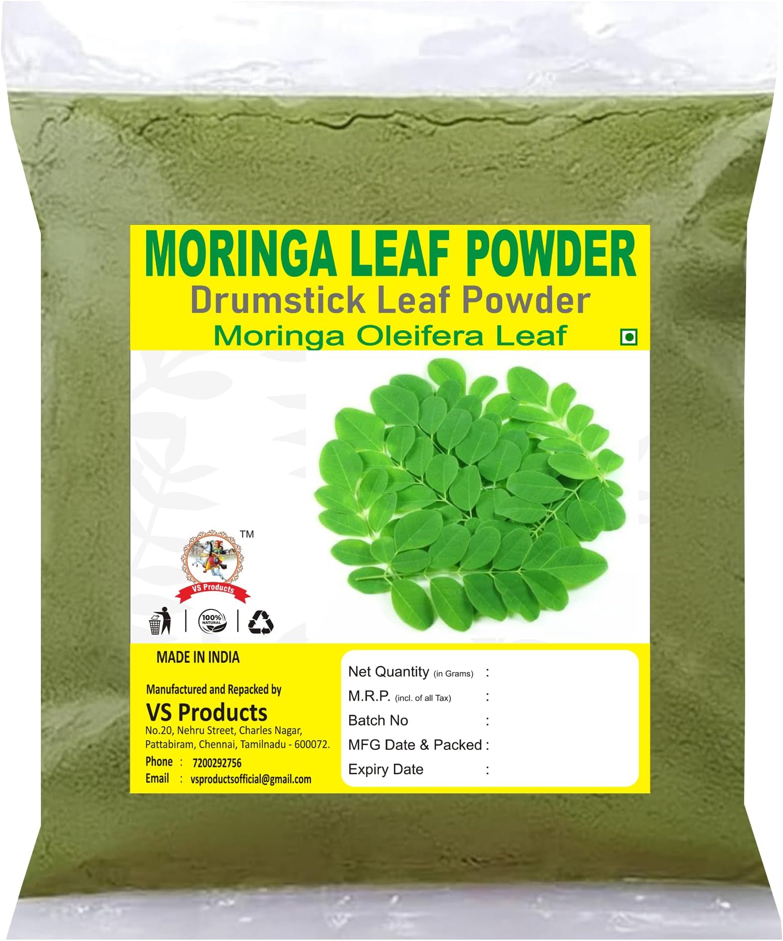 Moringa Leaf Powder, 150g, Murungai leaf, Drumstick leaves, Mulaga Chettu, Ahijan, Muringai, Murungai leaf Powder,(pack of 1x 100g, pack of 1 x 50g)