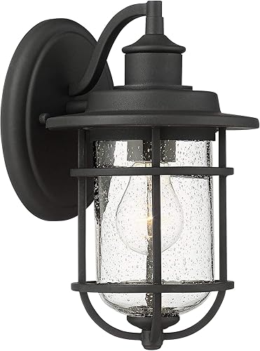 Miniatura 6 de John Timberland Markham - Juego de 2 lámparas de pared modernas para exteriores, color negro texturizado, 10 1/2 pulgadas, farol transparente de