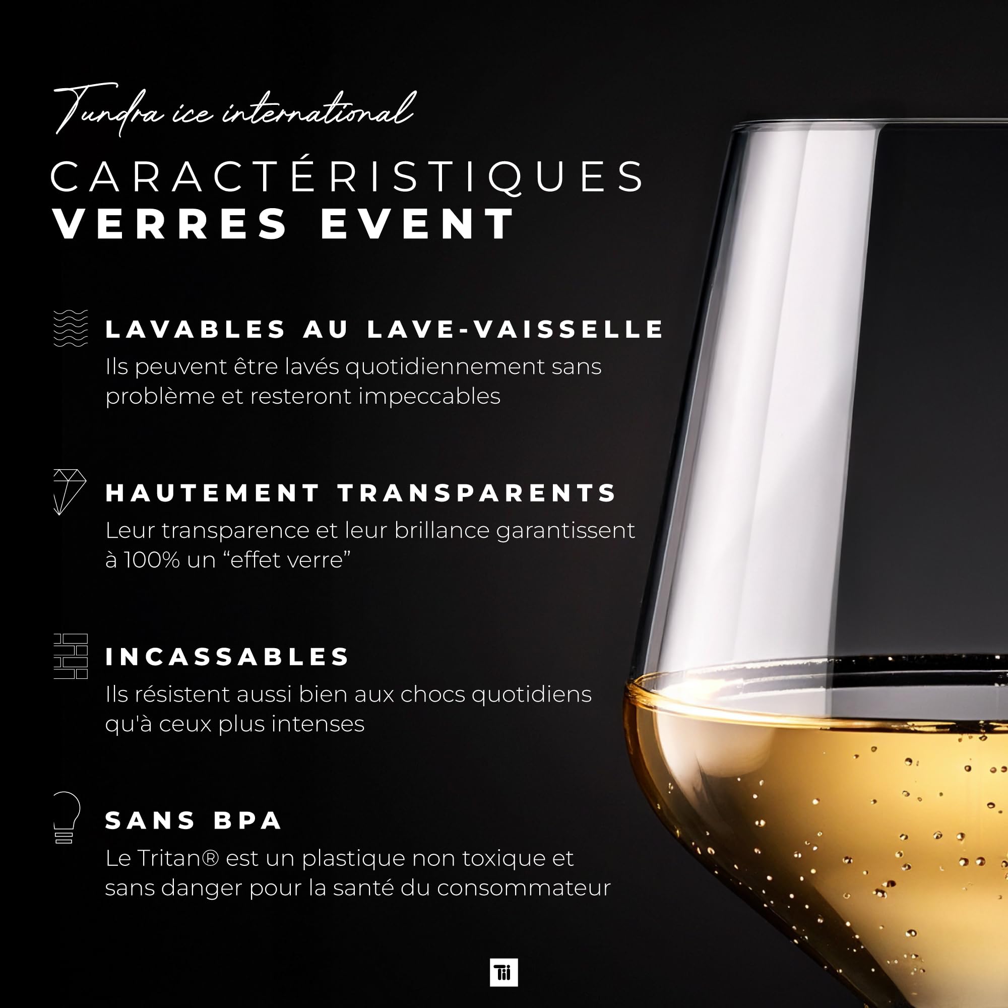 TUNDRA - Lot de 6 Verres à VIN Blanc et Rouge EVENT 33 en Plastique RÉUTILISABLES (Tritan®), 330 ml - Verres à PIED INCASSABLES, BPA-Free, Lavables au Lave Vaisselle, pour VINS et COCKTAILS