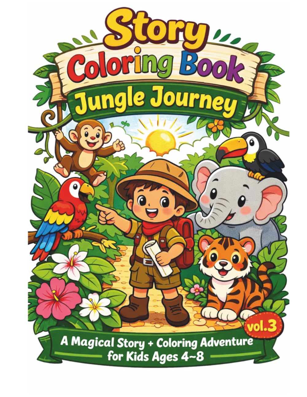 Story Coloring Book: Jungle Journey: A Magical Story + Coloring Adventure for Kids Ages 4–8