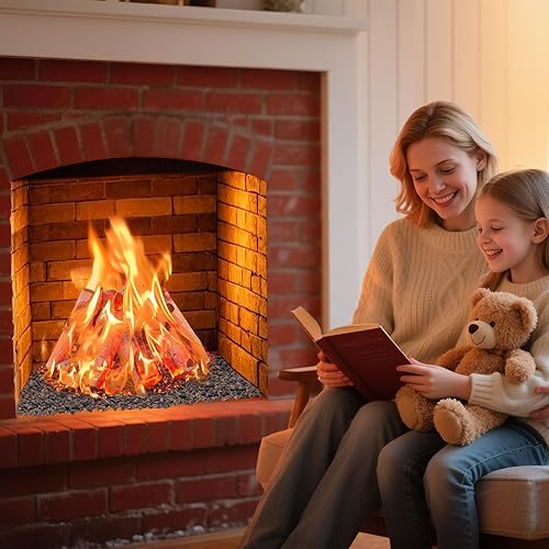 Miniatura 8 de Juego de 10 troncos de gas, troncos de cerámica realistas de abedul blanco para fogatas de gas para interiores y exteriores, chimenea, madera