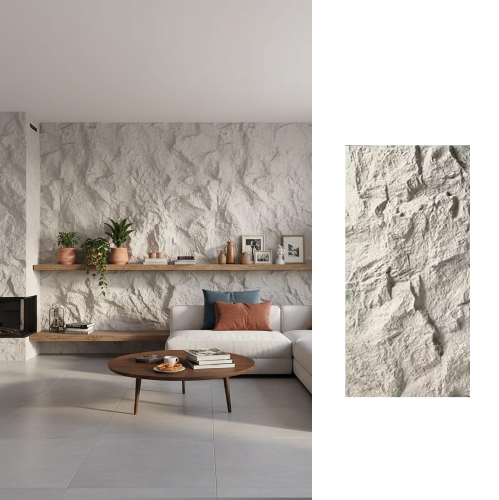 Paneles Decorativos de Pared 3D Efecto Piedra, Revestimiento de Piedra Artificial PU Impermeable, Panel Decorativo para Interior y Exterior, Instalación Fácil DIY(Beige,1 unidad)