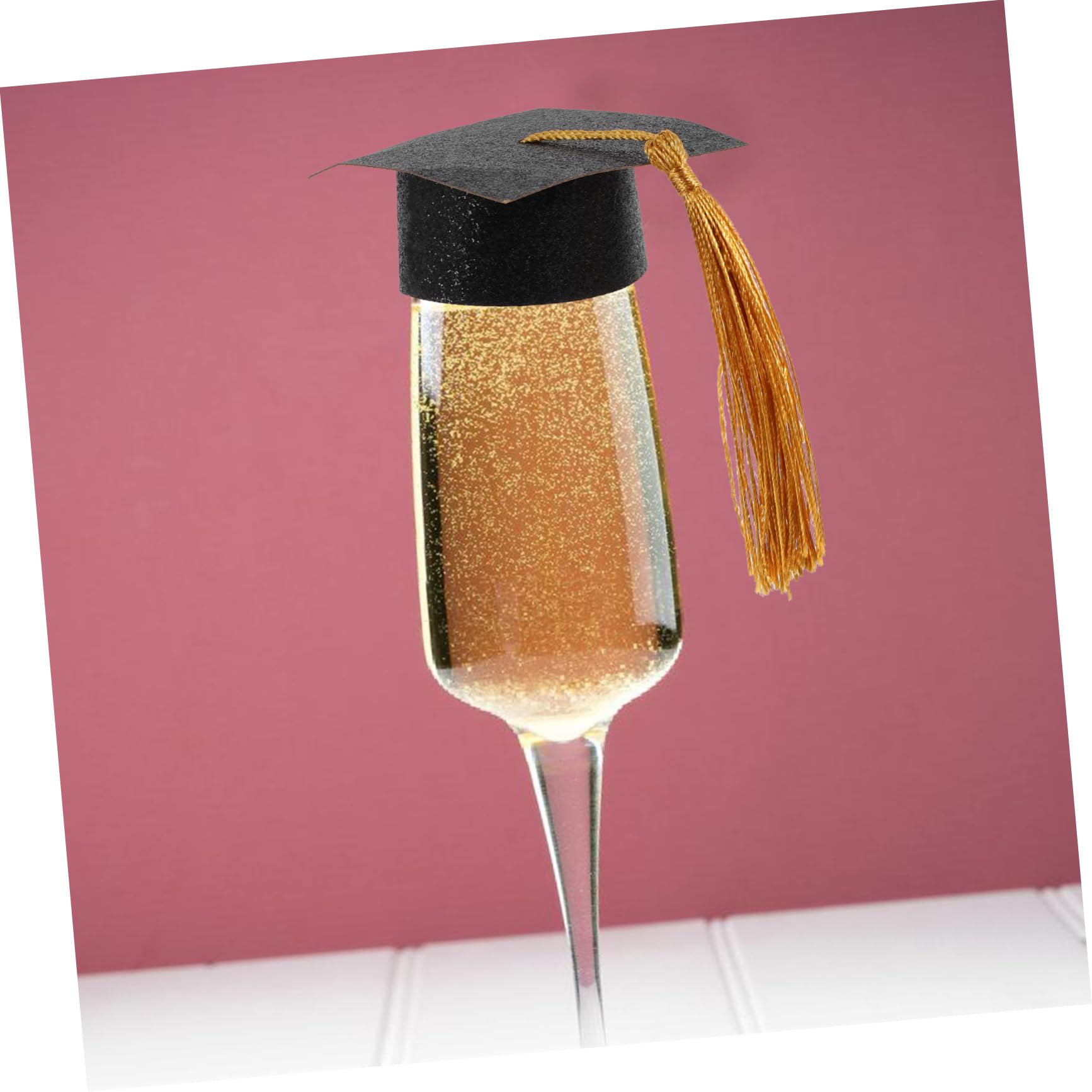 ULTECHNOVO 5 Sätze Lustige Hülle Trinken Party Kappen Abdeckung Abschlusskappe Mini Grad Hüte Absolventen Klein Rosa Deckel Für Getränkebecher Papier 20 Stück * 5