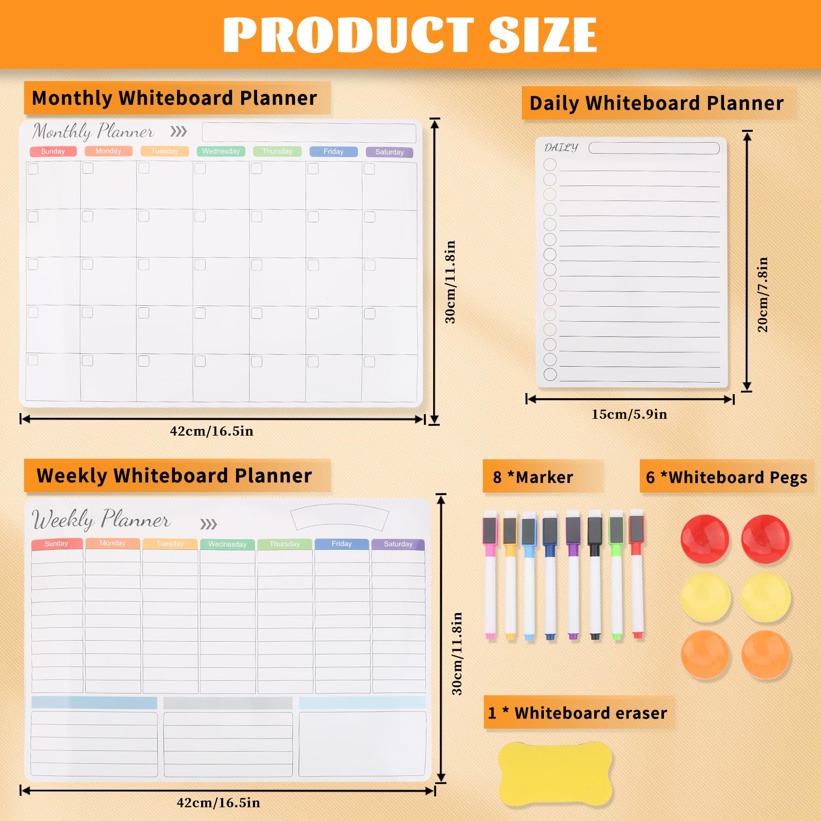 Weekplanner, magnetisch, koelkast, afwasbaar, herbruikbaar, klein bord, whiteboard, familieplanner, magneet, menuplanner, ideale maat, cadeaus voor keuken thuis, cadeau-idee, zwart-wit
