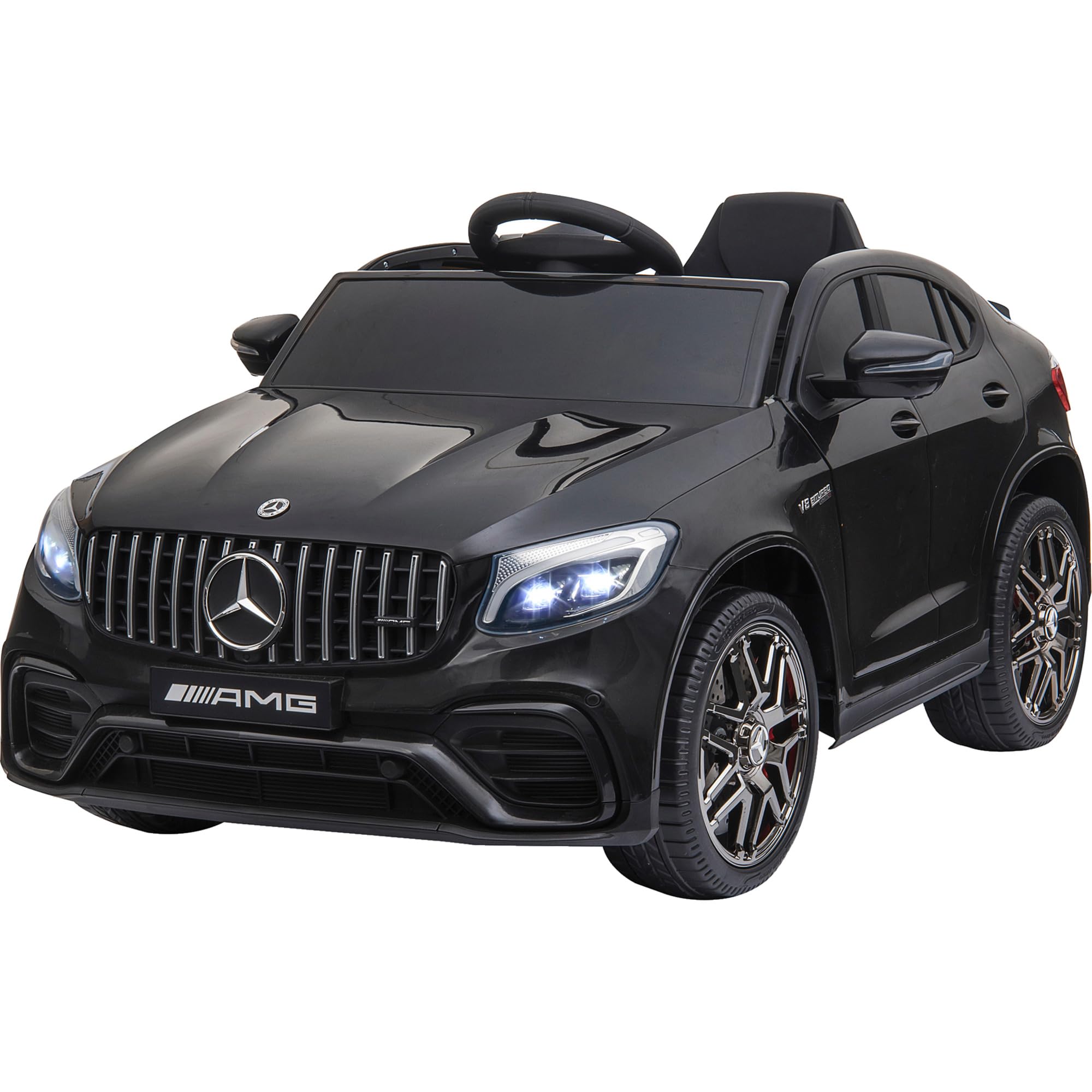 JAMARA 460648 - Ride-on Mercedes-Benz AMG GLC 63 S Coupé 12 V - 4 Roues motrices - 2 Vitesses - USB - 4 Moteurs d'entraînement puissants - Essieu arrière à Ressort - Indicateur de Tension de Batterie