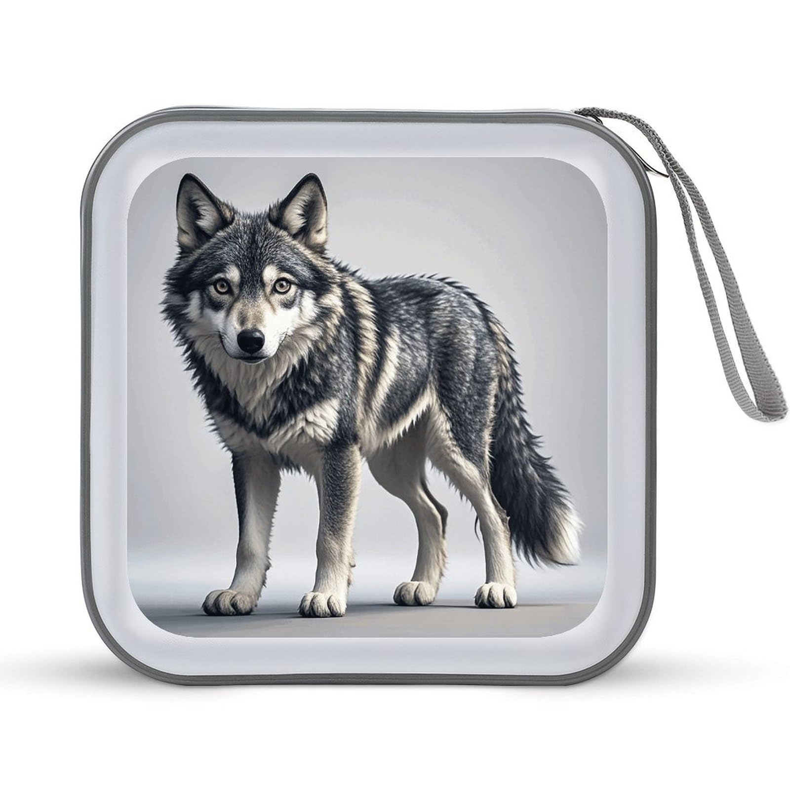 VstaDank Cute Wolf DVD Case With Zipper Portable CD Case Hardshell DVD VCD Binder Storage Box EVA Protective Blu-ray Wallet 40 Capacity CD Wallet Movie Music Media Disc Wallets