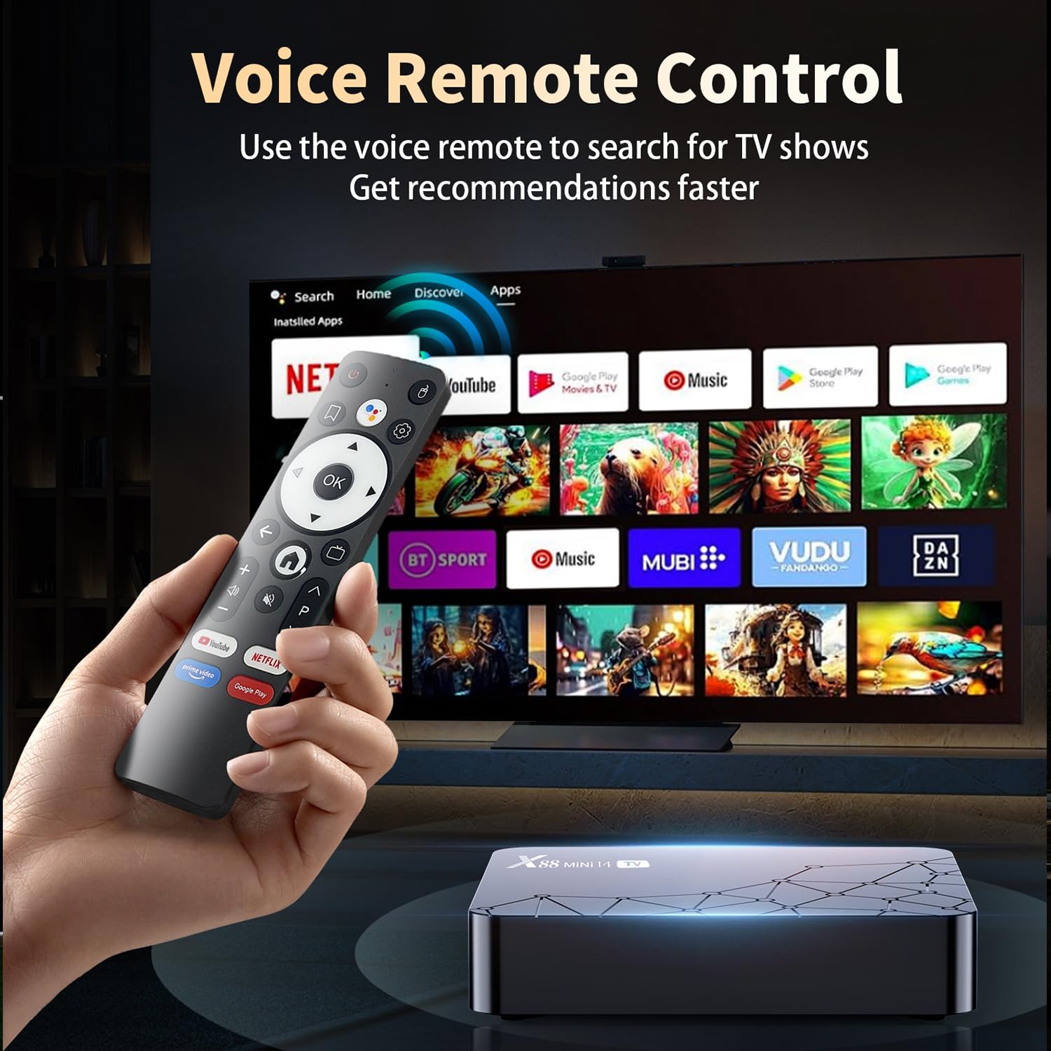 Android 14.0 TV Box 4K@60HZ, RK3518mini Android Box con RAM 2G ROM 16G WiFi6 Enternet 10/100M Bluetooth 5.0 USB3.0 Supporta 3D HD 8K 2K 1080P HDR 10 HD Smart TV Box Andoid con Telecomando Vocale