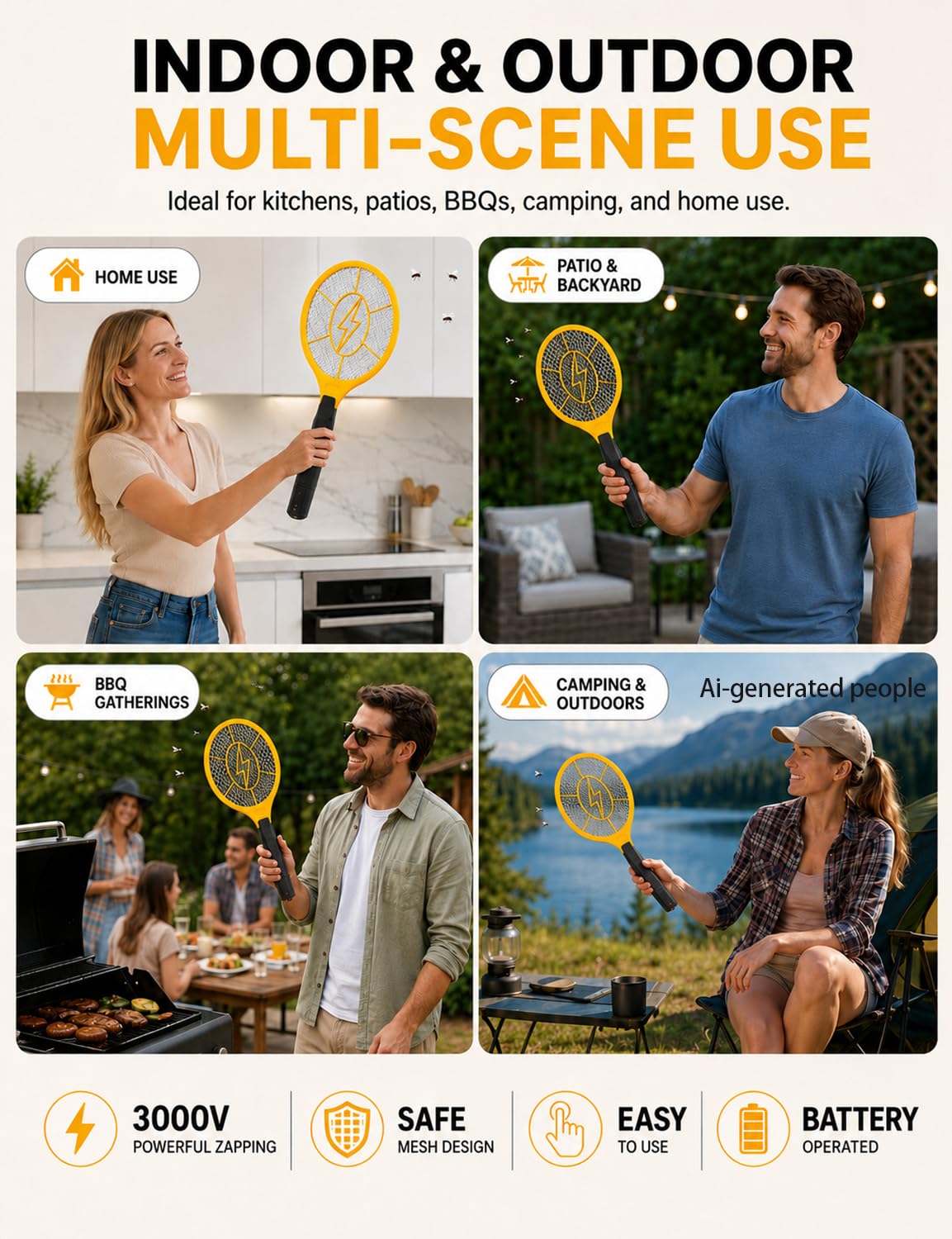 Electric Fly Swatter 2 Pack - Handheld Bug Zapper -7