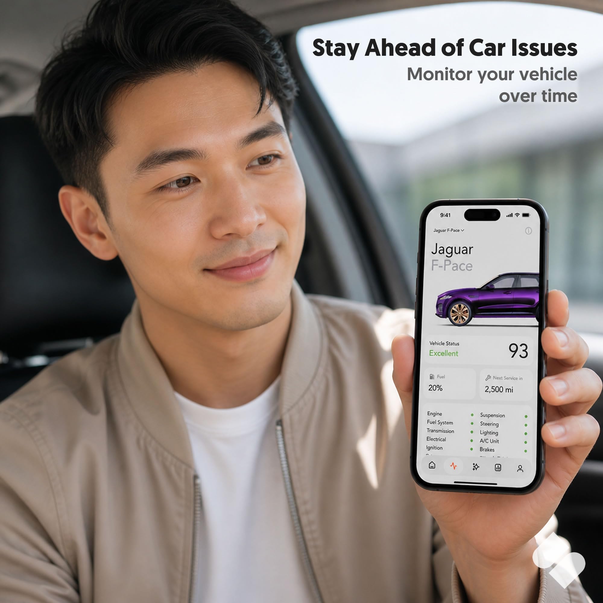 SPARQ Narzędzie diagnostyczne AI OBD2 Bluetooth kompatybilne z iPhone/iOS, osobistym mechanikiem samochodowym, historia śledzenia i wycofywanie, skanowanie i usuwanie kodów 50K + dla pojazdów innych