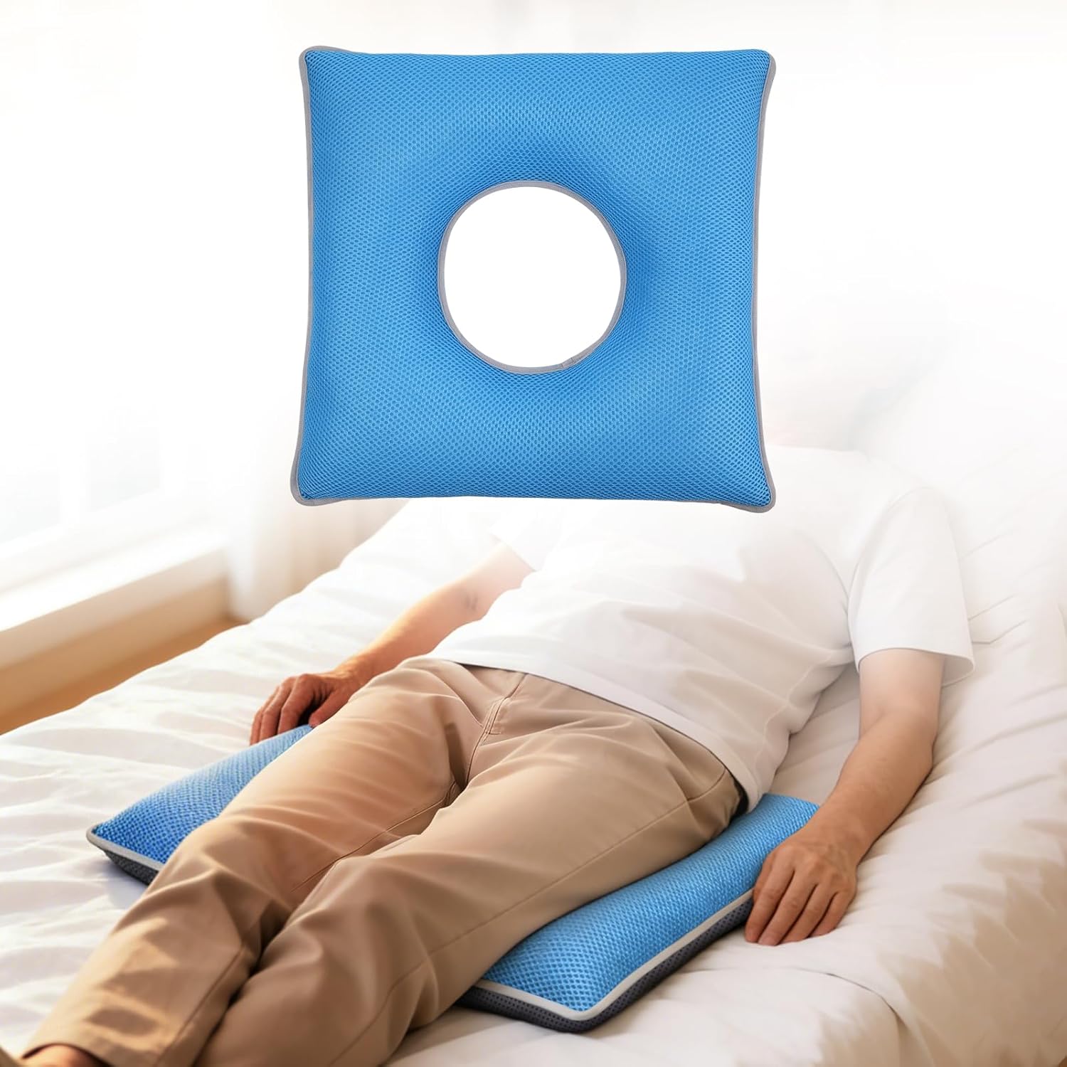 Tailbone Pain Relief Donut Pillow Seat Cushion – Pressure Relief Seat Cushion for Long Sitting, Anti Bedsore Hemorrhoid Pillow for Wheelchair, Office Chair, Car & Bed Use