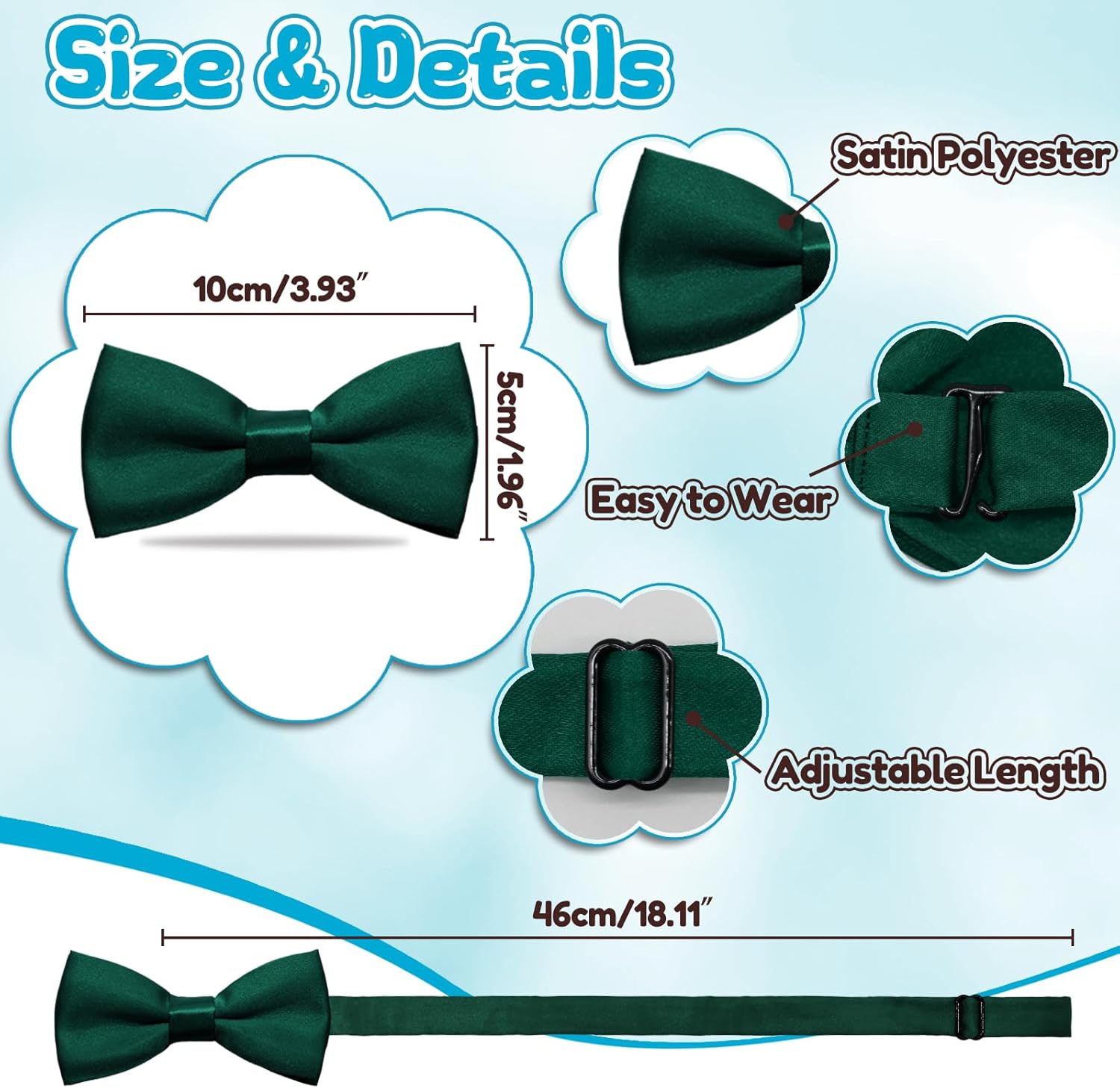 Solid Color Bow Ties for Boys Girls, Adjustable Pre-tied Kids Bowtie for School Wedding Party Concert Church - Image 3