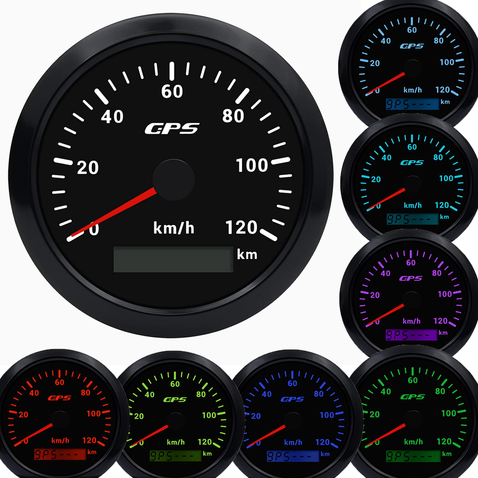 MPH GPS Snelheidsmeter Odometer, 3 in 1 200MPH 85mm 9-32V Tachometer met 7 Kleuren Backlit, Antifog Universele Waterdichte Snelheidsmeter voor Boot Auto Truck Motorcycle Marine (zwarte wijzerplaat