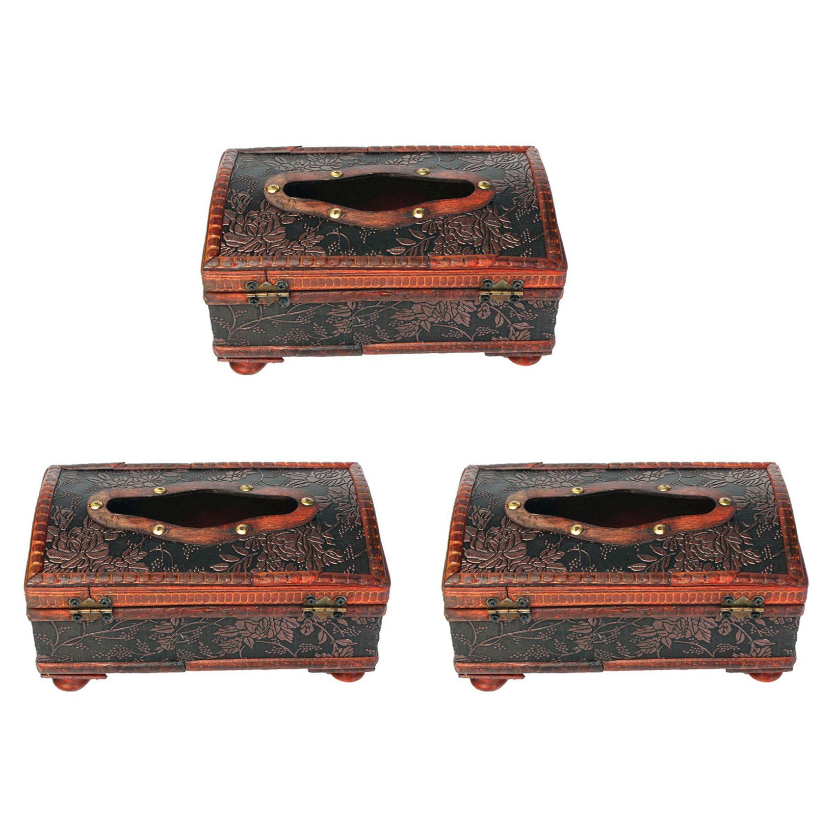 Boîte à mouchoir en bois vintage rouge pour embellir la table basse du salon familial