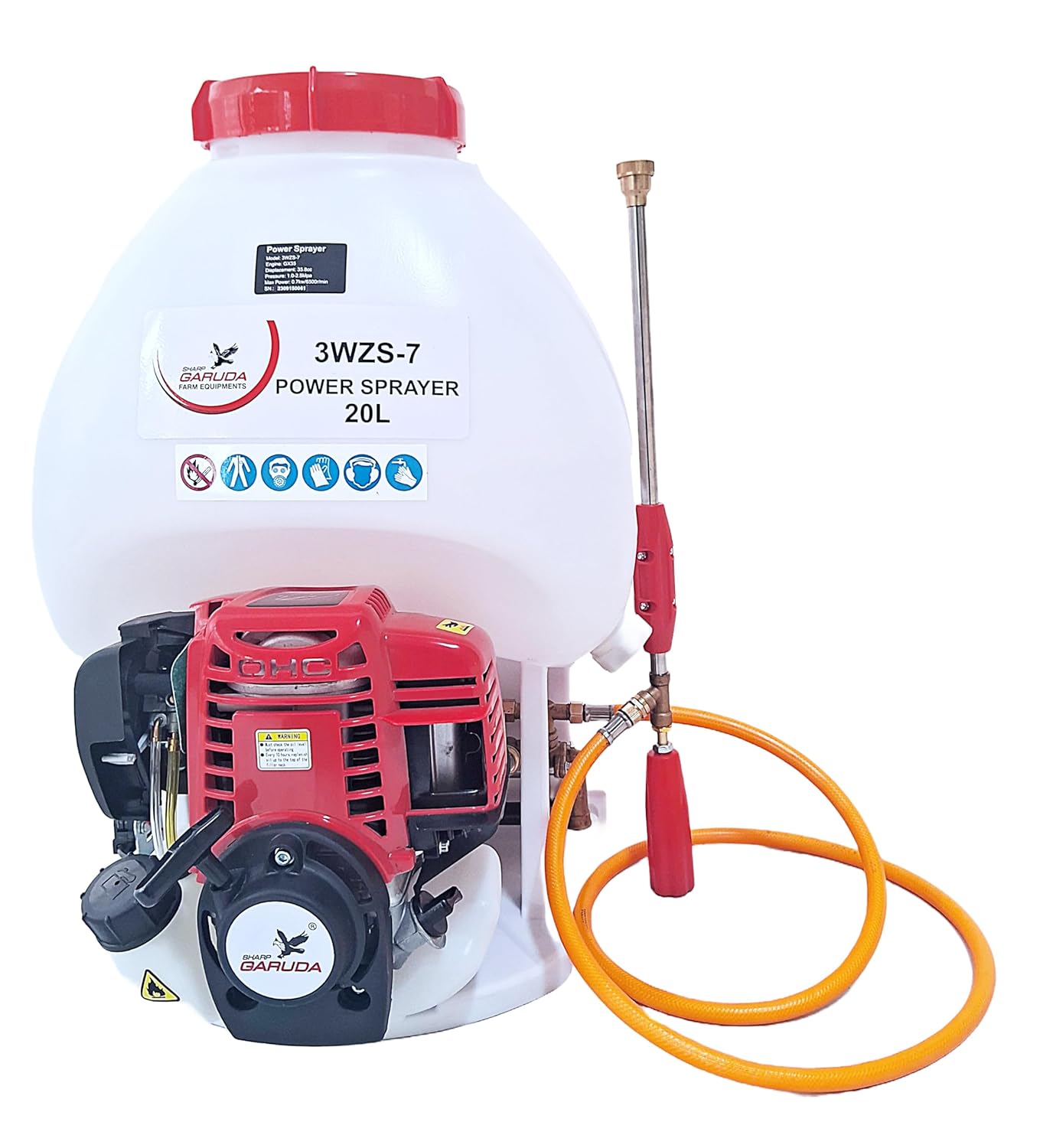 Sharp Garuda Farm Equipments Knapsack Power Sprayer 36cc 4 Stroke Petrol EngineHigh Pressure