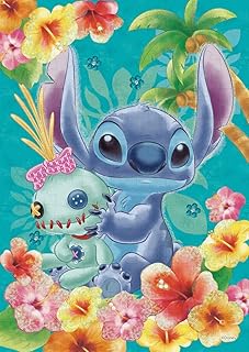エポック社 108ピース ジグソーパズル ディズニー Stitch(スティッチ)-tropicalblue- (18.2×25.7cm) 72-009 のり付き ヘラ付き デコレーションパーツ付き EPOCH