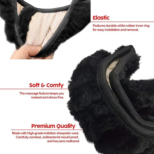 Miniatura 2 de Zone Tech Plush Stretch- Cubierta del volante de vehículo - Negro clásico