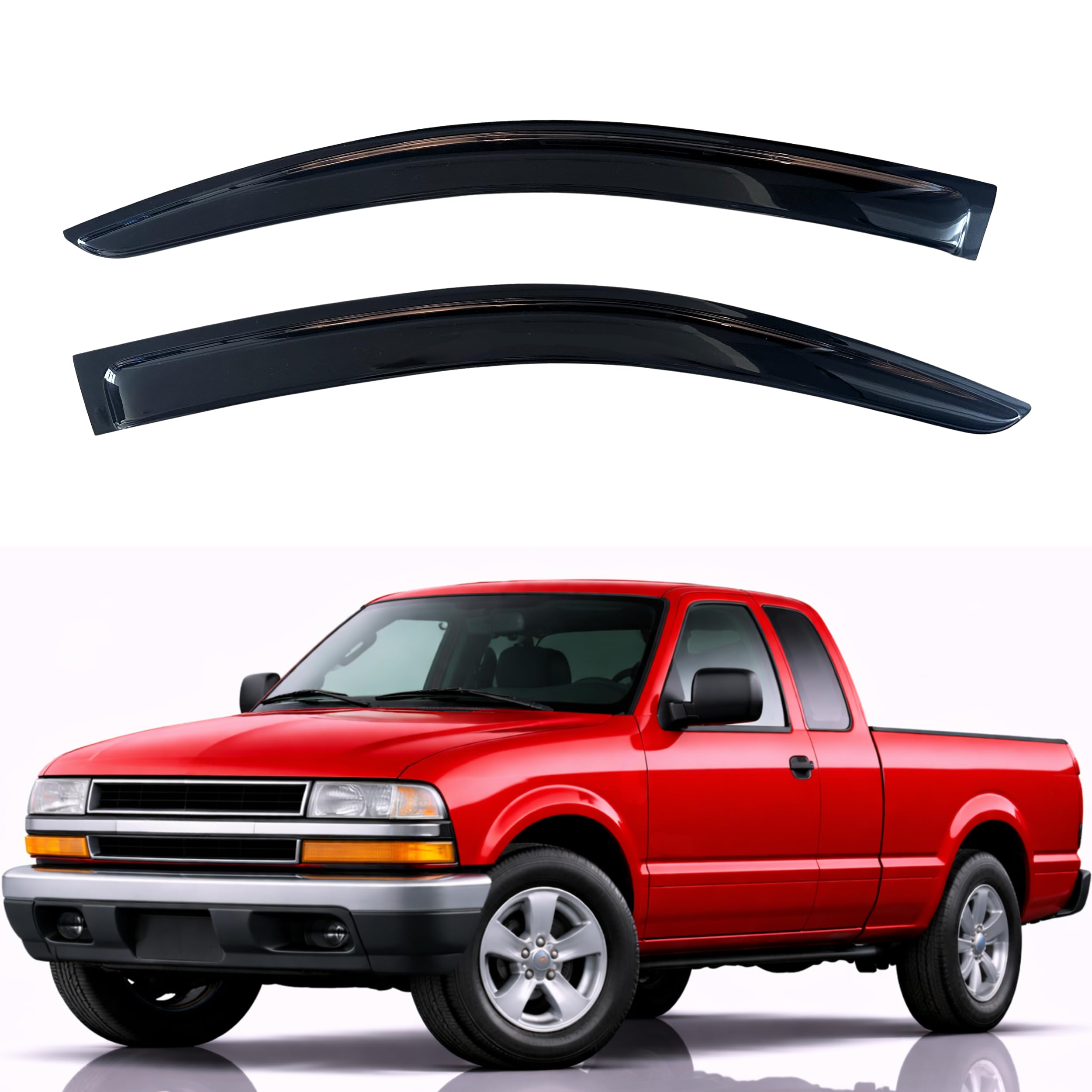 KPY Rain Guards Fit for 1994-2004 Chevrolet S10/GMC Sonoma, Out-Channel Window Visors Vent Wind Deflectors 2PC, Truck Accessories for 1995-2005 Chevy S10 Blazer/GMC S15 Jimmy, 1996-2000 Isuzu Hombre