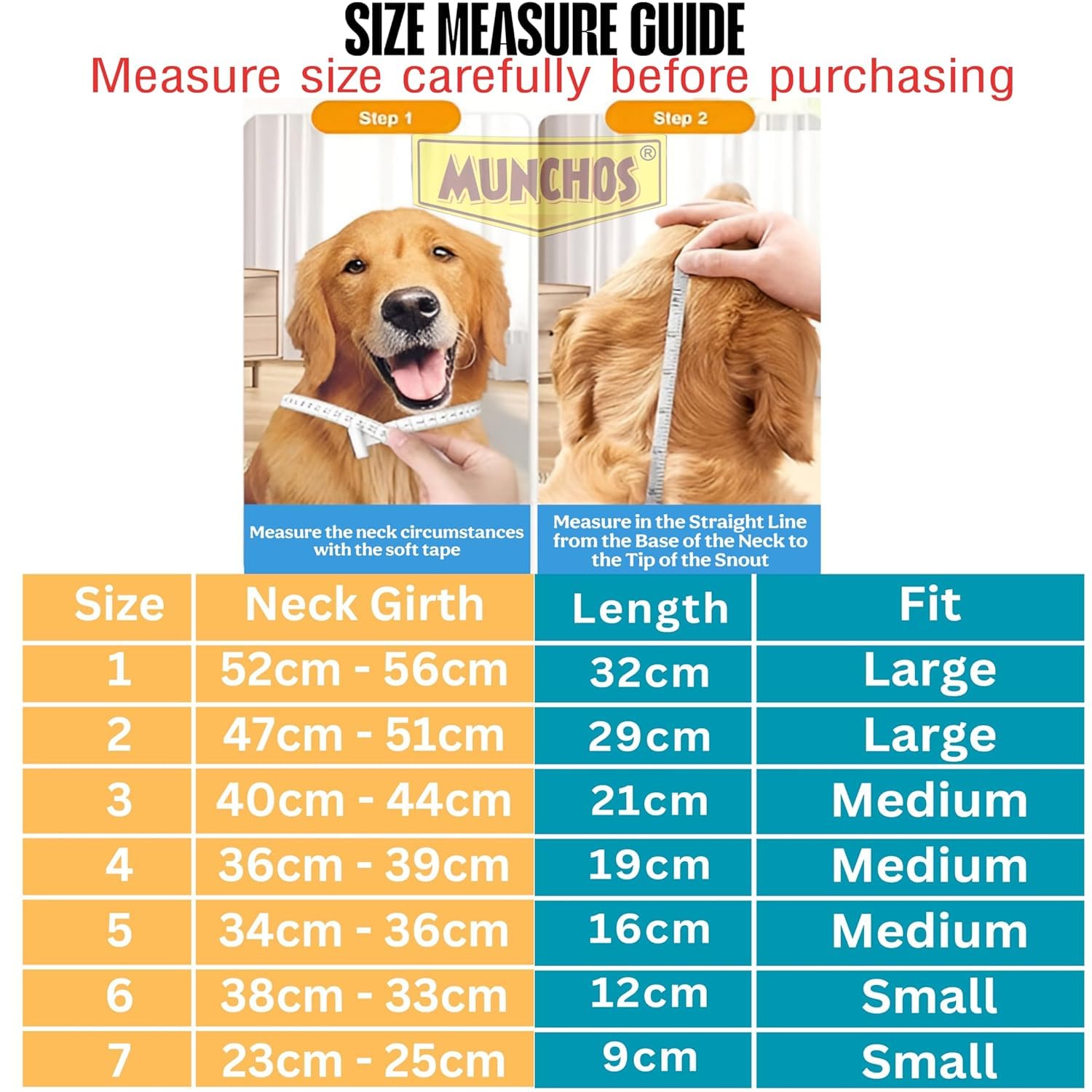 MUNCHOS Pet Cone Elizabeth Collar No. 3 for Dogs (Large Size)