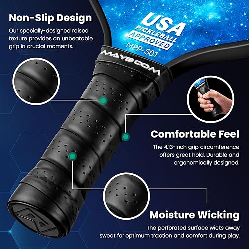 Miniatura 9 de Pickleball Paddles Set of 2 or 4, USAPA Approved Pickleball Paddles Set with 4 Pickleball Balls and Pickleball Carry Bag, Fiberglass Pickleball