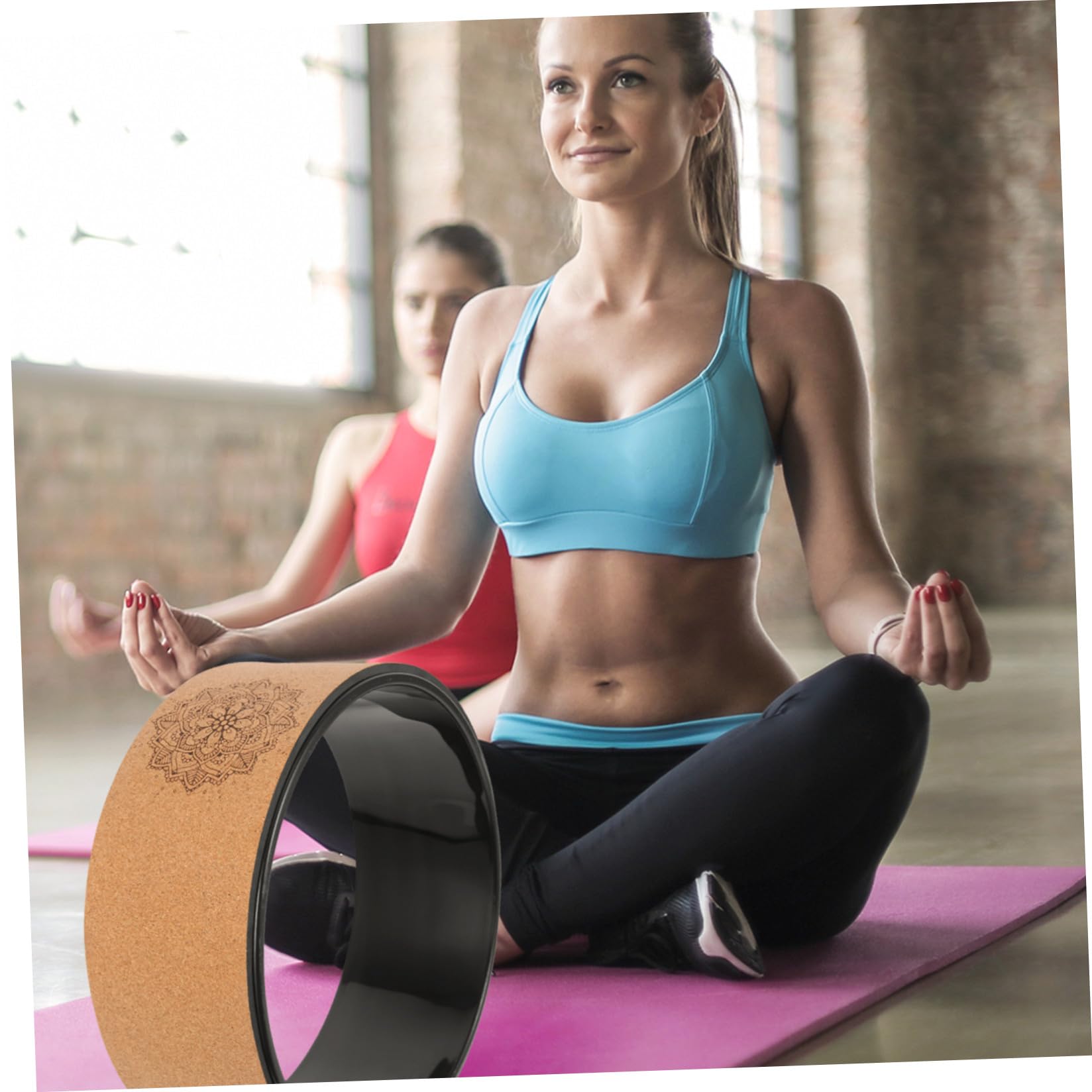 FOMIYES Rueda de Yoga de Corcho Natural 1 Pieza, Rodillo Portátil Antideslizante para Estiramiento de Espalda, Herramienta Ergonómica para Flexión Lumbar y Entrenamiento Fitness