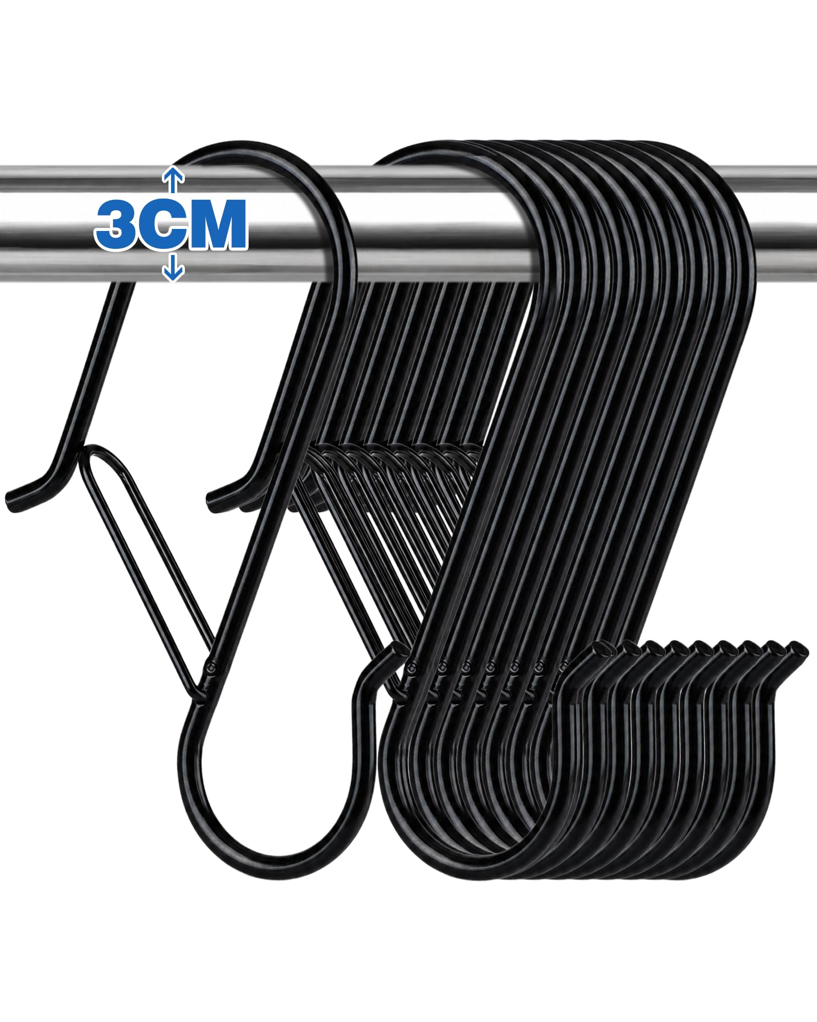 Acual 10 Pack Large S Hooks for Hanging with Safety Buckle