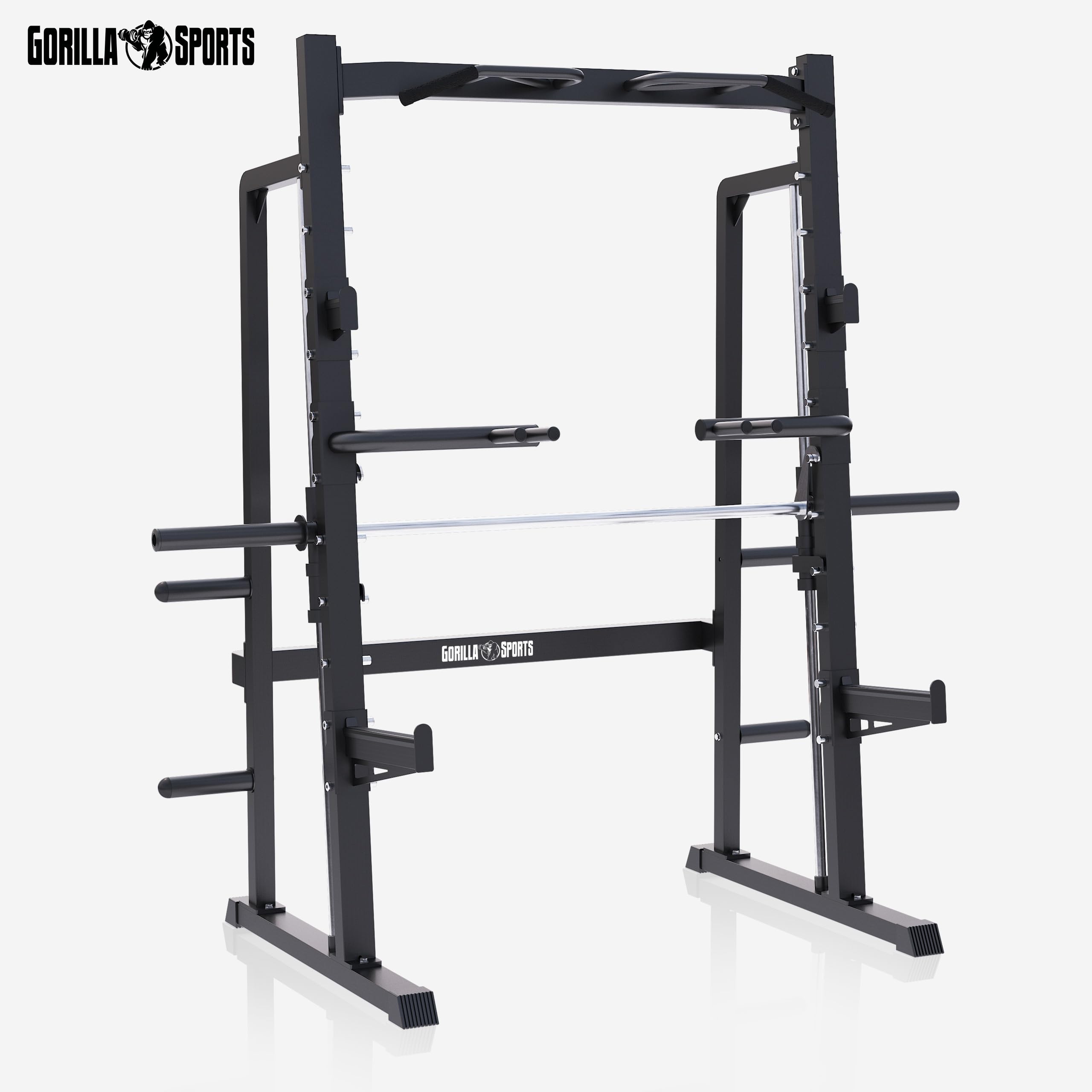 GORILLA SPORTS® Smith Machine - Pull Up Bar, Barre Guidée pour Disques 50/51 mm, Charge Max 300 kg - Cage a Squat, Machine de Sport, Power Station, Gym Equipment