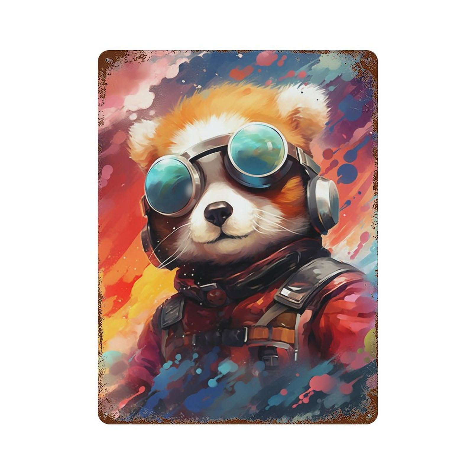 Panda Astronaut Adventure Decorative Tin Sign 15.7"x11.8", Rustic Home Decor for Cafe, Home Bar And Lounge Decor