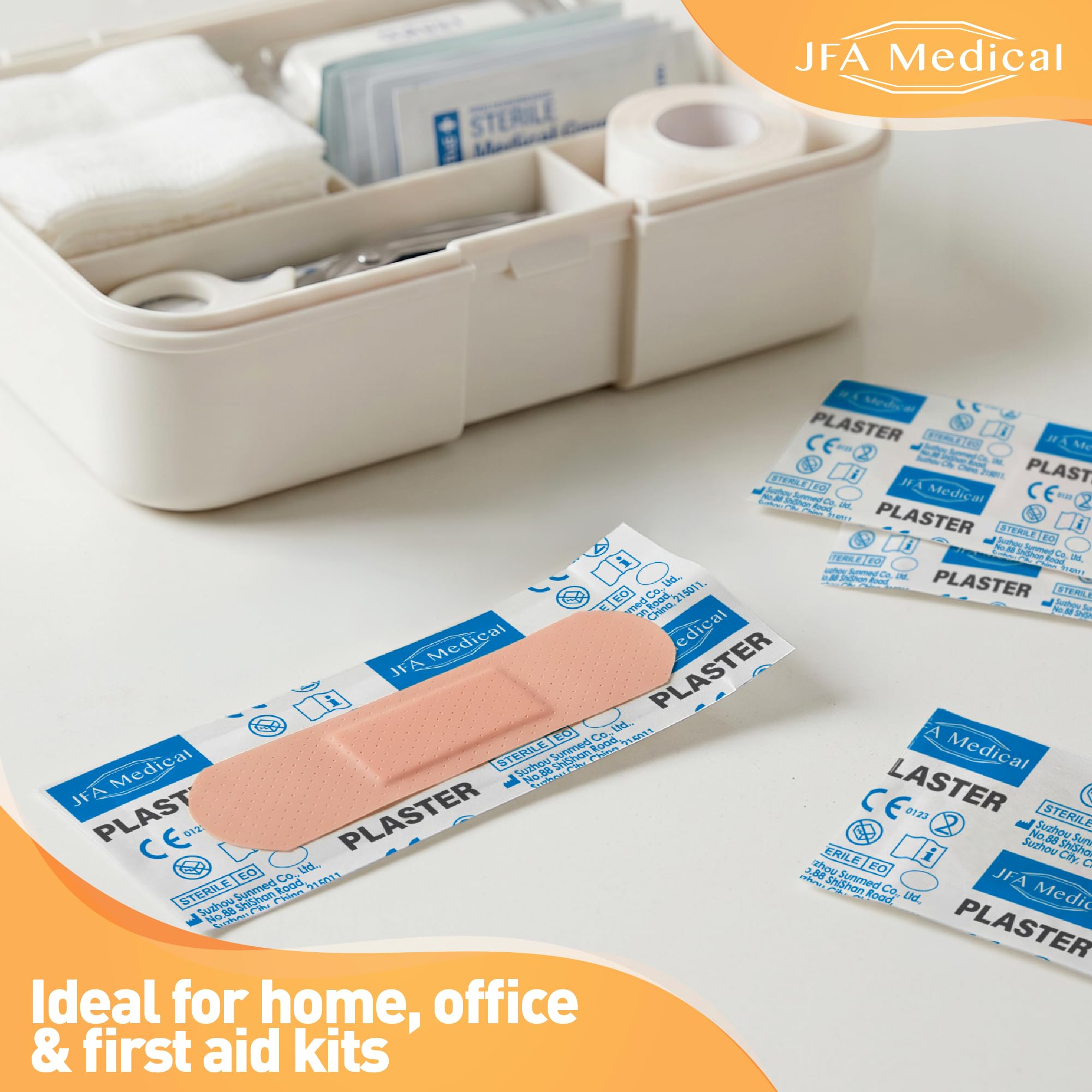 JFA Medical Waschfeste Heftpflaster 100 Stück – Set mit 6 Größen, Hypoallergen & Latexfrei, Sortiertes Pflaster Sortiment