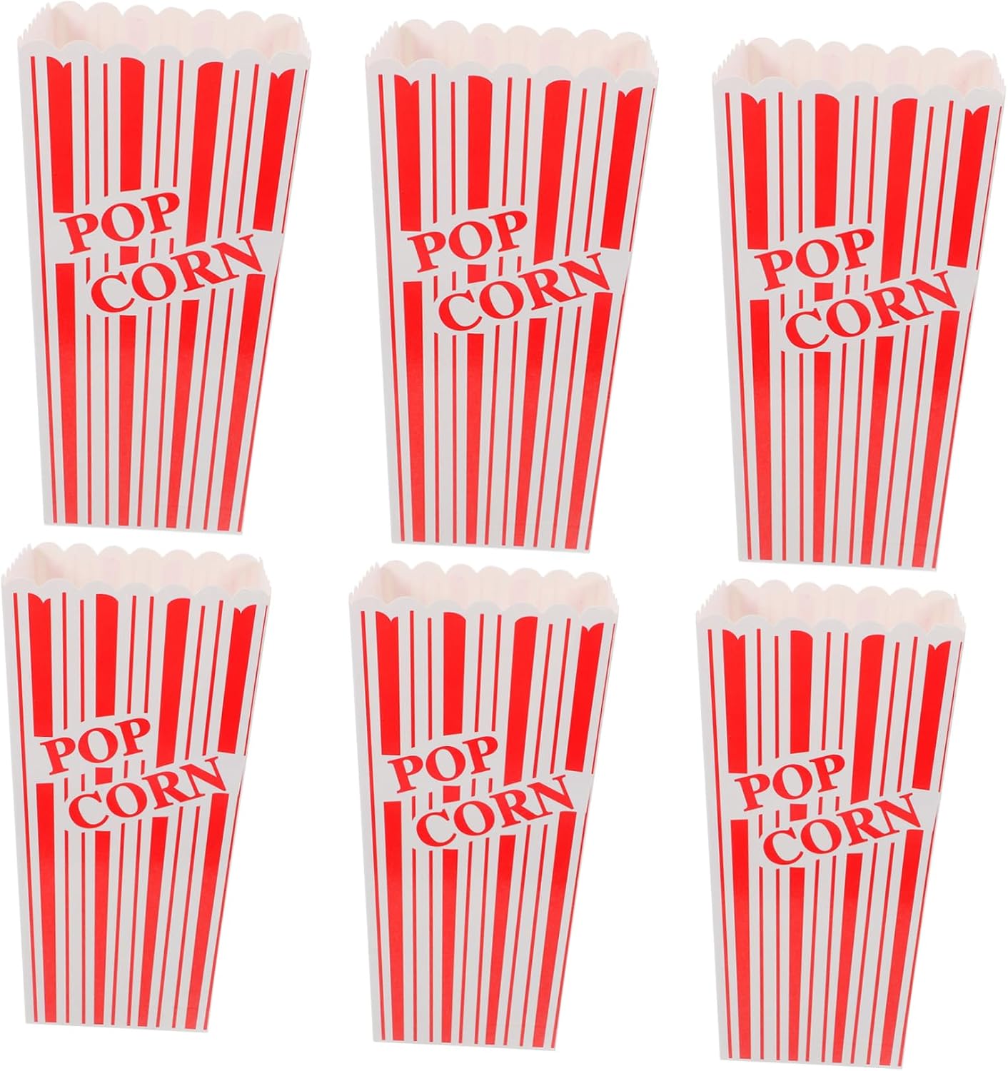 Sosoport 6 Pack Popcorn Paper Box Containers, 3.7x7.8 Inch Striped