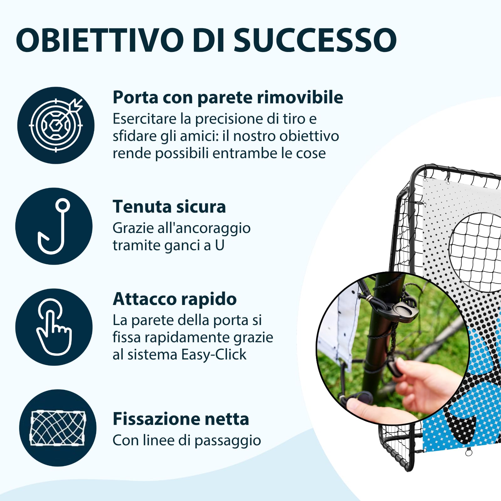HUDORA Porta da calcio Trainer con parete per goal - porta robusta da esterno per bambini e adulti - con due fori bersaglio rinforzati - Porta impermeabile per training e divertimento - goal