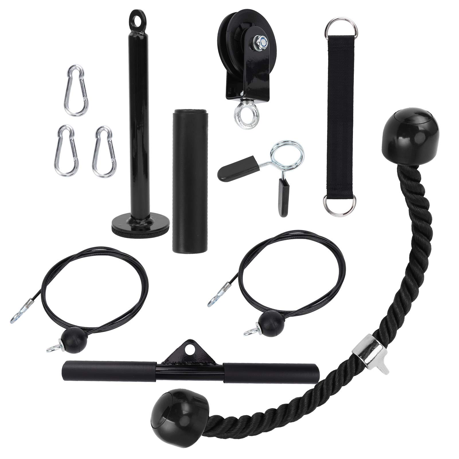 VGEBY Equipo de Fitness Juego de Polea de Nailon de Acero Cuerda de Tracción de Doble Extremo con Desmontable Pasador de Carga de 25 Mm 2 Longitudes de Cable para Gimnasio en Casa Entrenamiento de