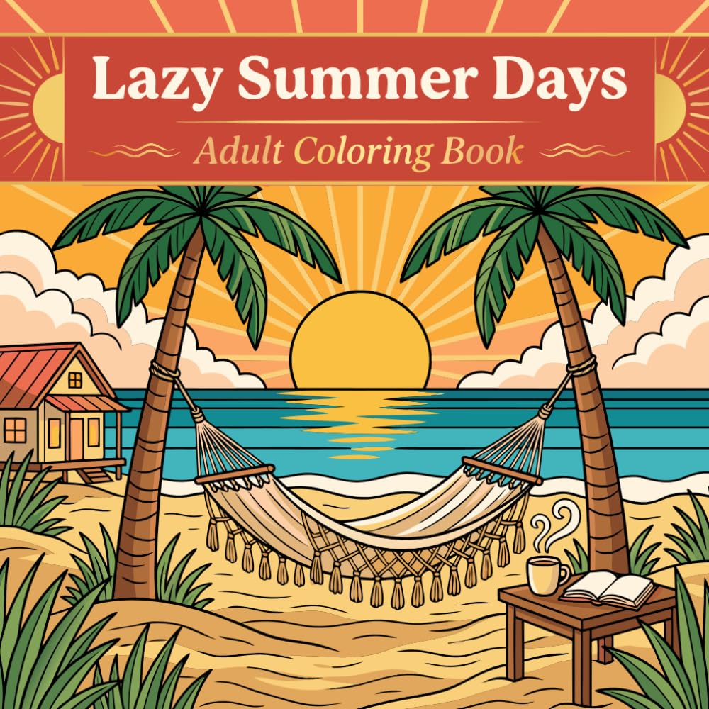 Lazy Summer Days: Adult Coloring Book: Stress-Relieving Coloring Pages Featuring Sunny Beaches, Lush Forests, Cozy Cottages & Golden Summer Nights — A Mindful Escape for Adults