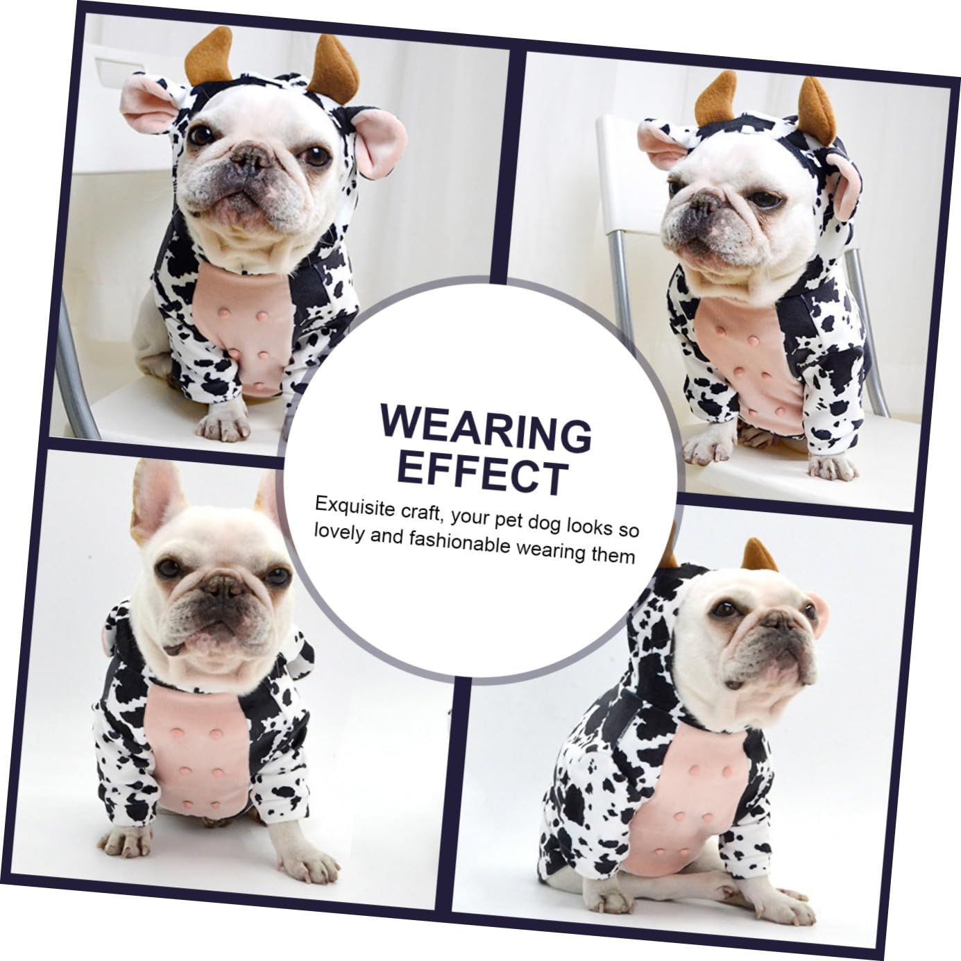 POPETPOP 3pezzi Abbigliamento Per Animali Domestici Stile Mucca Outfit Adorabile Per Cani e Gatti Costume Decorativo Per Attività All Aperto Design Semplice e Chic Facile Da Indossare e