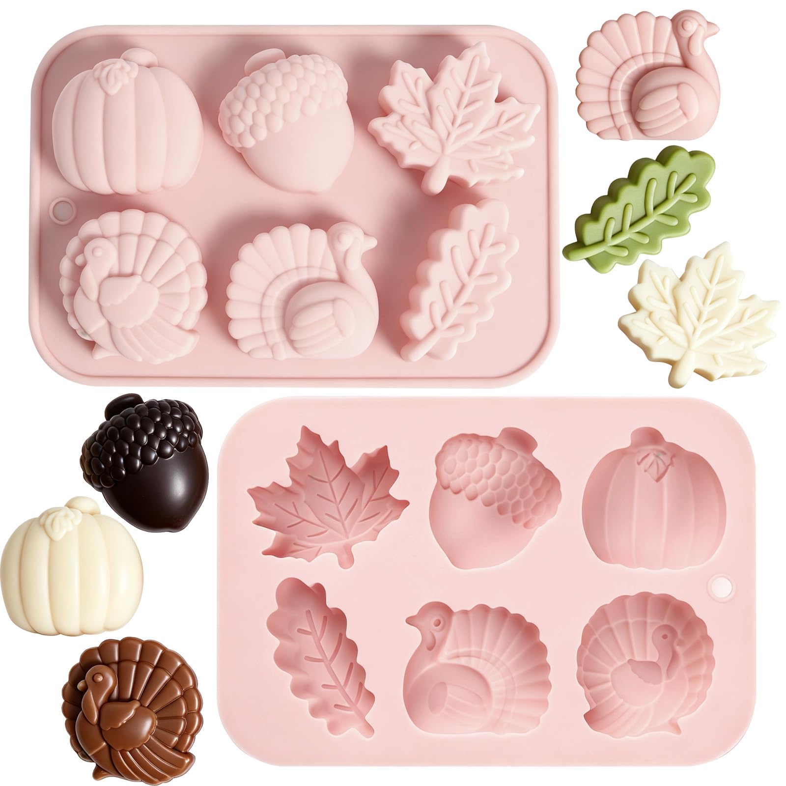 2 Stampi Silicone Thanksgiving Zucca Stampo Cioccolato Torta 3D Autunno