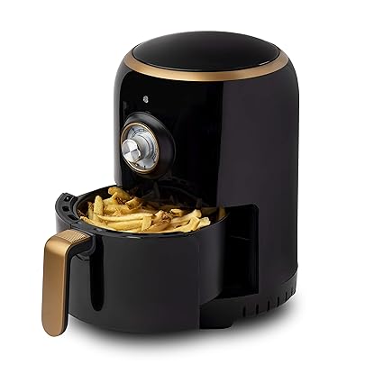 Aria 2Qt Retro Style Ceramic Air Fryer - Black Body & Stainless Trim