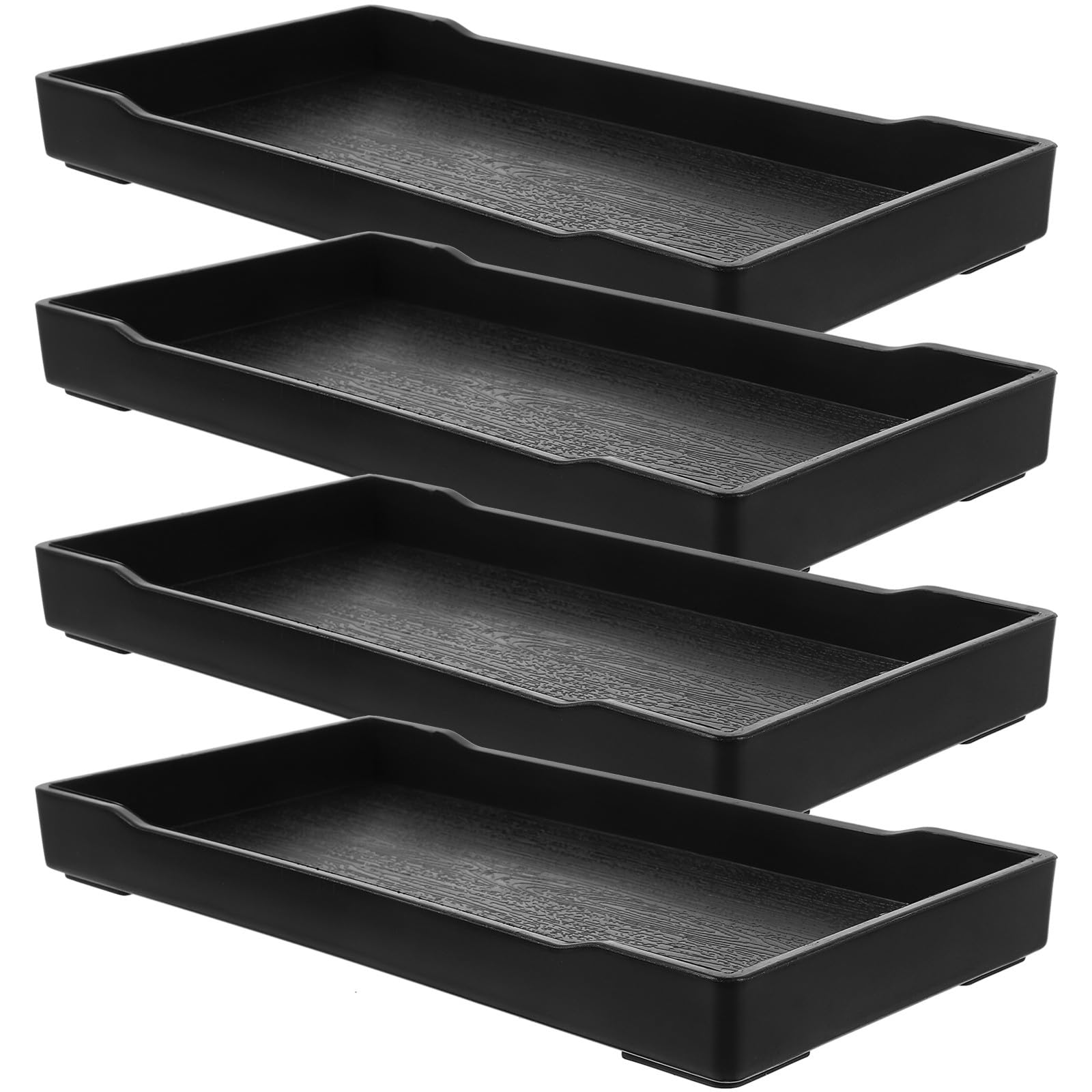 Bandeja de baratijas para baño que elimina el desorden con su juego de 4 piezas en PP negro