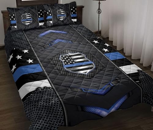OhaPrints Police Thin Blue Line Back The Blue Black Carbon Pattern - Manta y fundas de almohada, juego de ropa de cama y funda de almohada, juego de