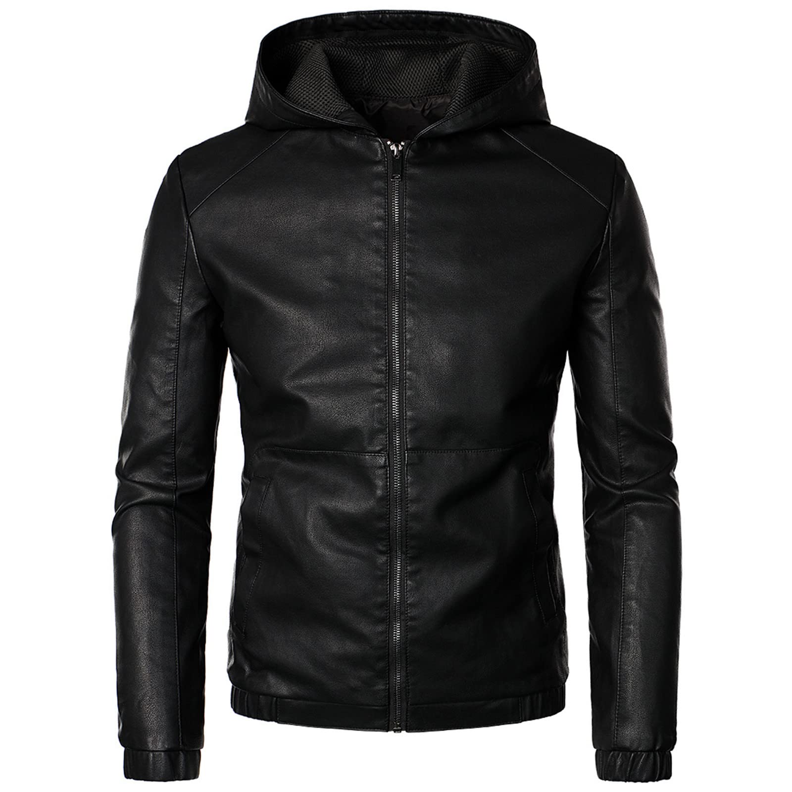 Veste en cuir PU homme à capuche décontractée pour le quotidien