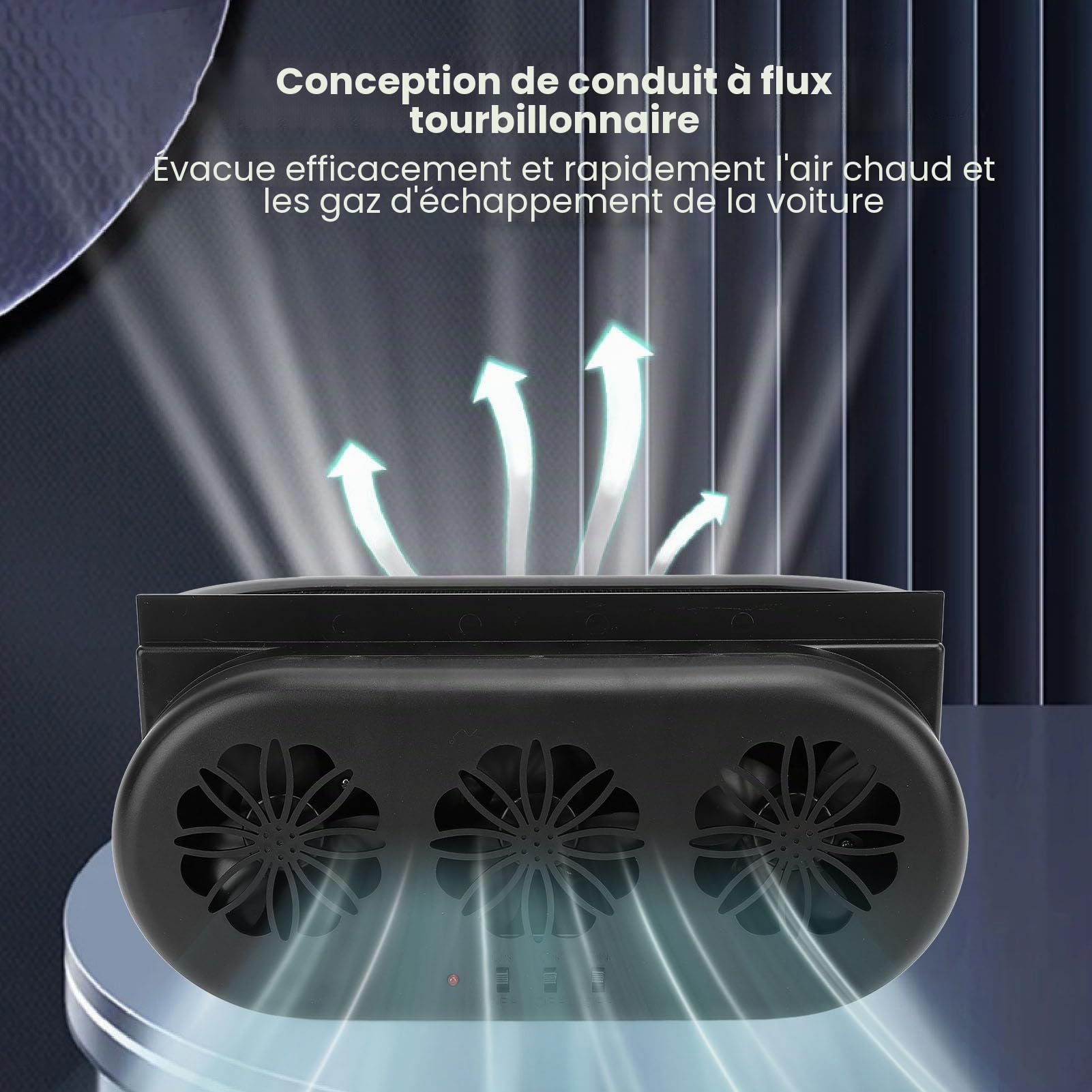 Fockety Ventilateur d'échappement de fenêtre à énergie solaire de voiture, ventilateur d'aération de fenêtre de voiture 5000tr/min prend en l'interface USB ou l'alimentation