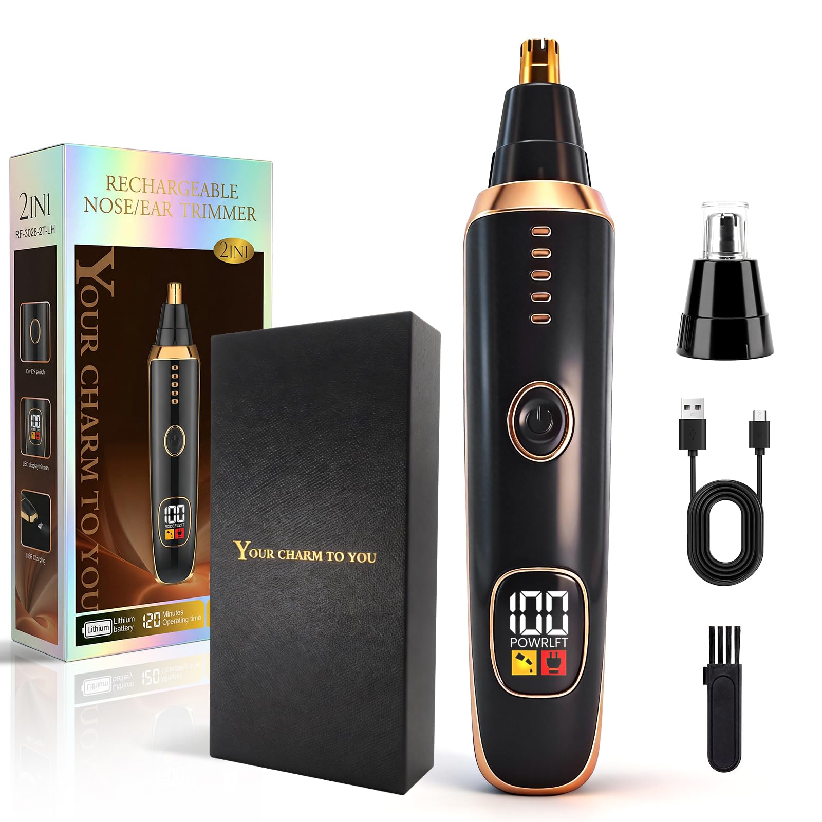 Beanify LED Display Nose and Ear Hair Trimmer