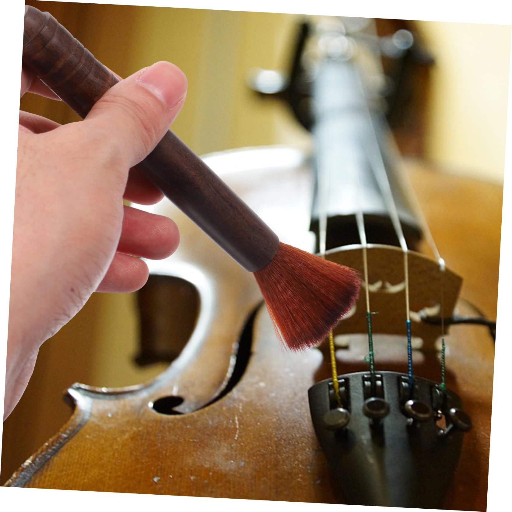 GREENADSCAPE Professional Violin Cleaning Brush Set Wooden Wool Instrument Dust Brush for Violin