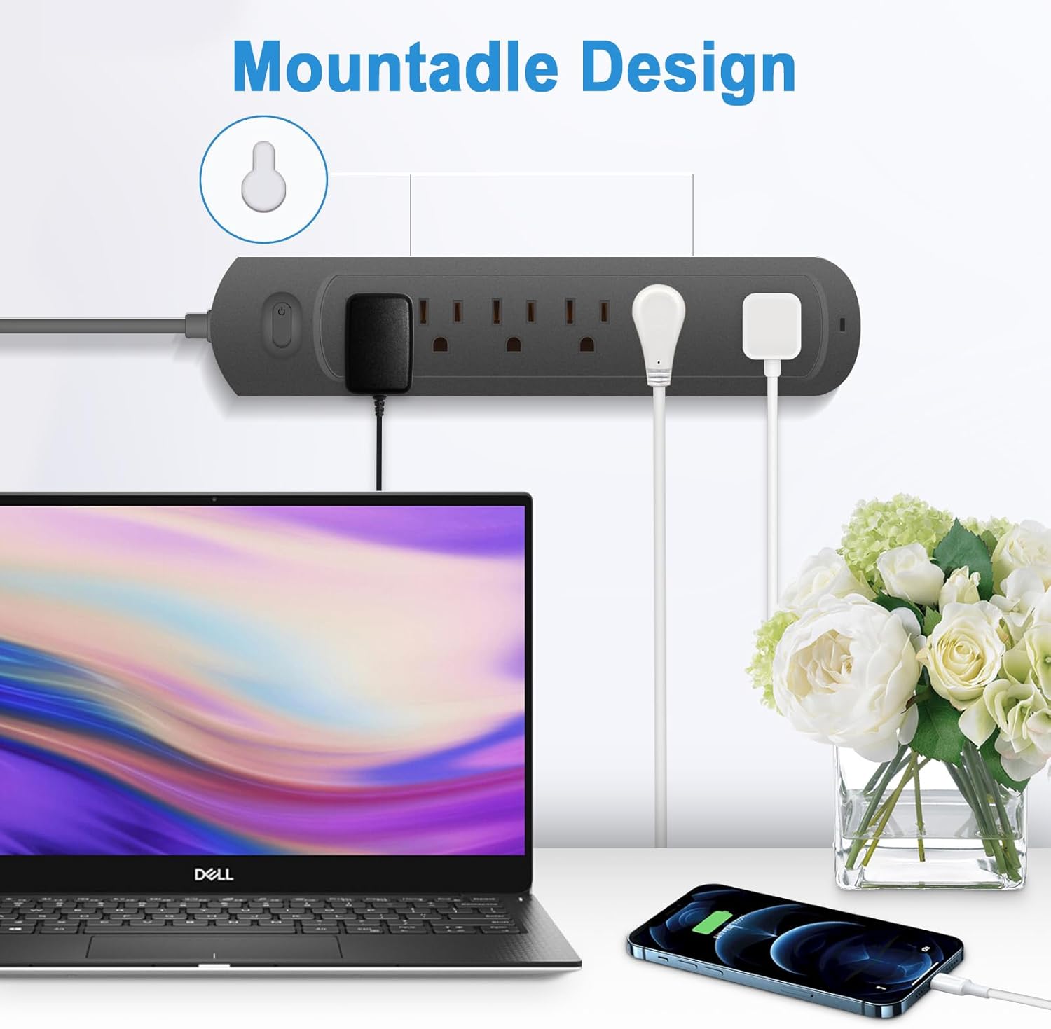 Power Strip Surge Protector Socket, 6 Outlets for Multiple Devices, 10Ft Flat Plug Heavy Duty Extension Cord, Power Delivery Charging Power Strip for Home, Office, Dorm Essentials